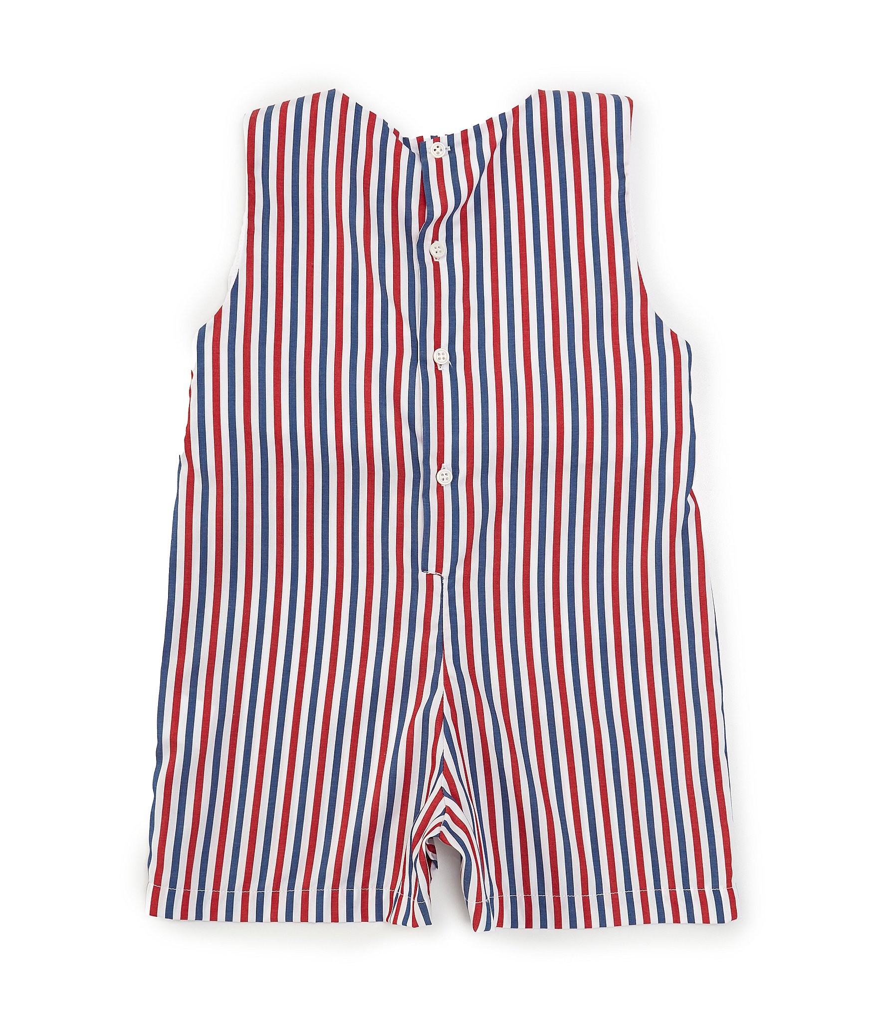 Edgehill Collection Little Boys 2T-4T Round Neck Sleeveless Smocked American Flag Jon Jon