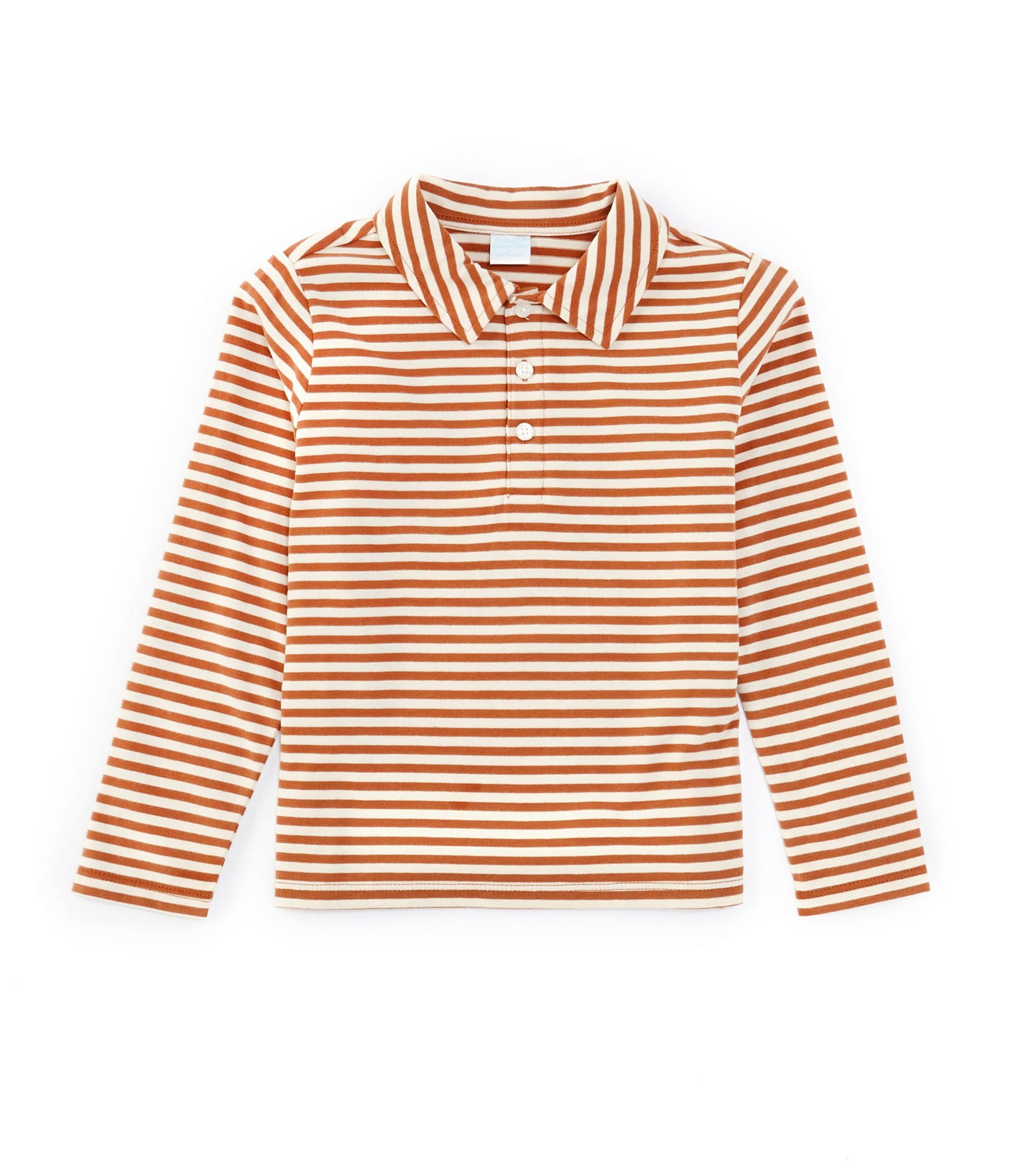 Edgehill Collection Little Boys 2T-7 Button Front Collar Long Sleeve Stripe Polo Shirt