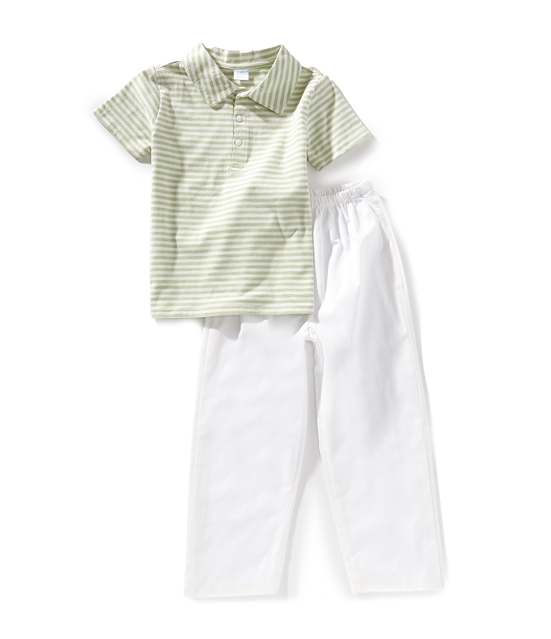 Edgehill Collection Little Boys 2T-7 Knit Stripe Polo Set