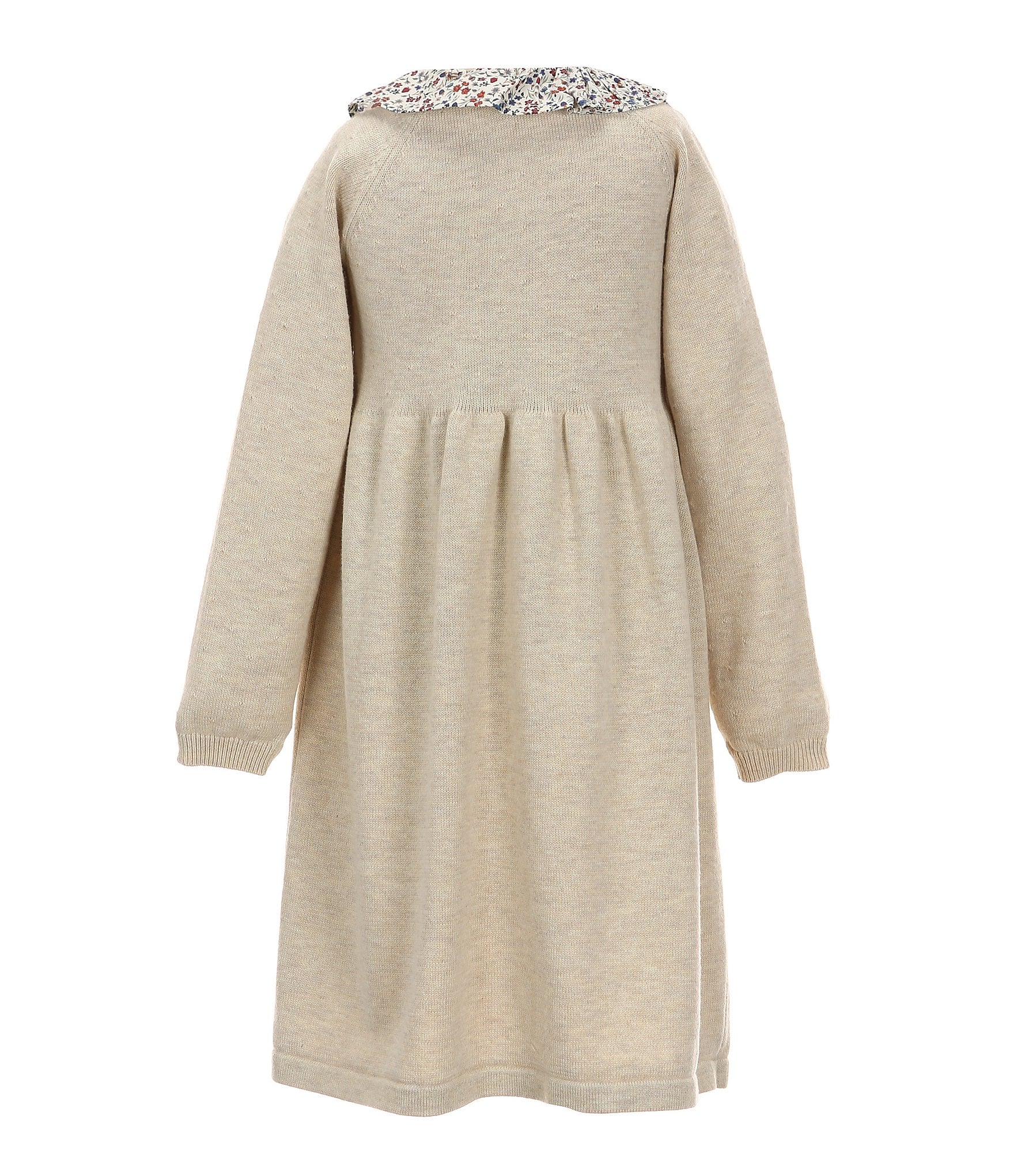 Edgehill Collection Little Girl 2T-6X Ruffle Collar Long Sleeve Sweater Dress