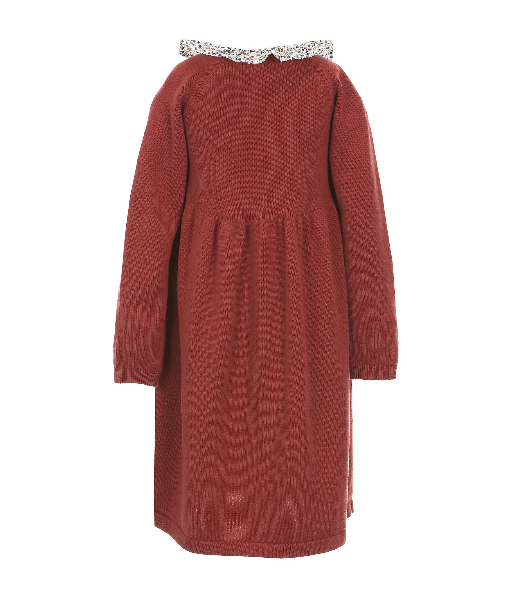 Edgehill Collection Little Girl 2T-6X Ruffle Collar Long Sleeve Sweater Dress