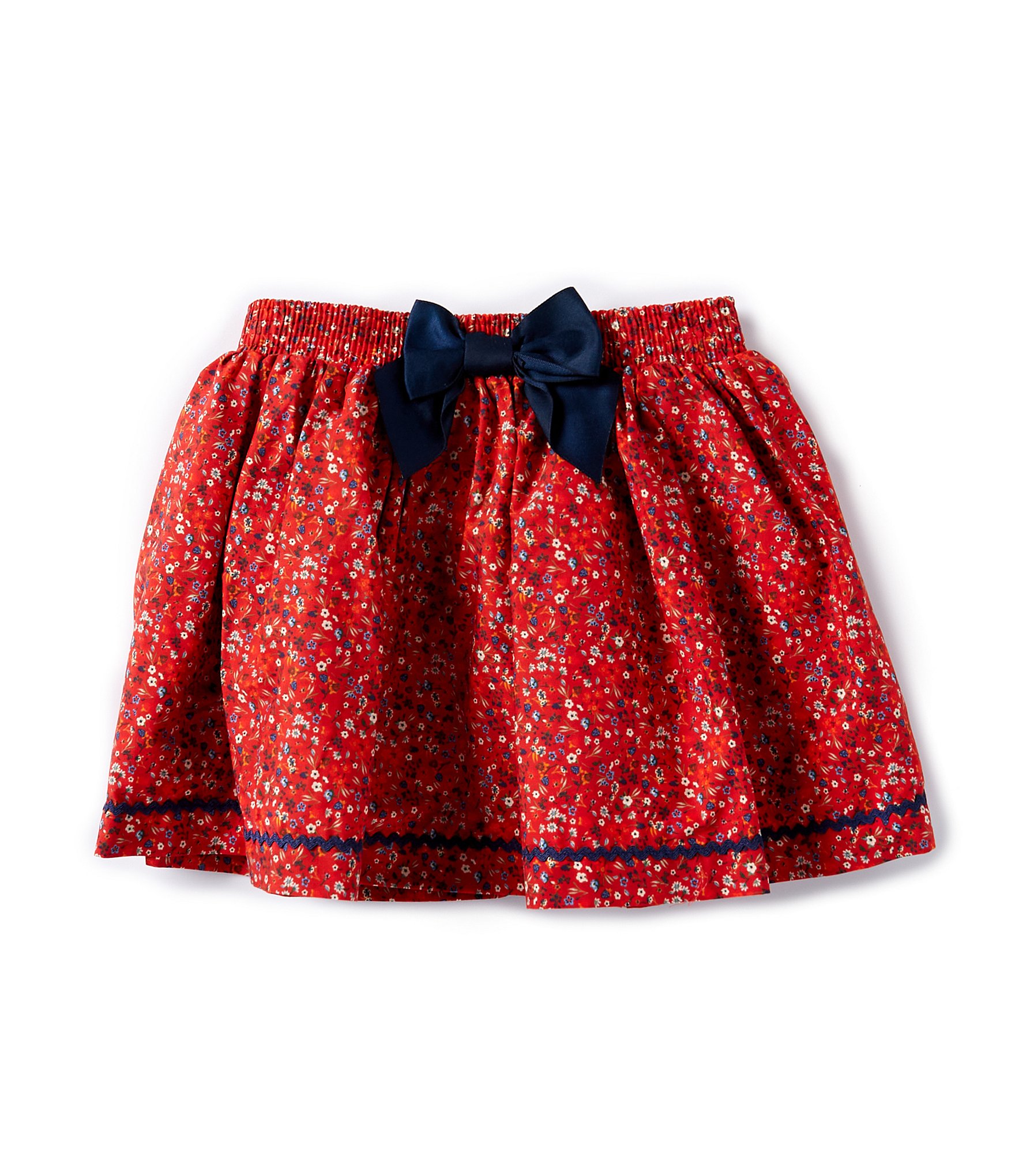 Edgehill Collection Little Girls 2T-6X Elastic Waist Ditsy Floral Bow Skirt