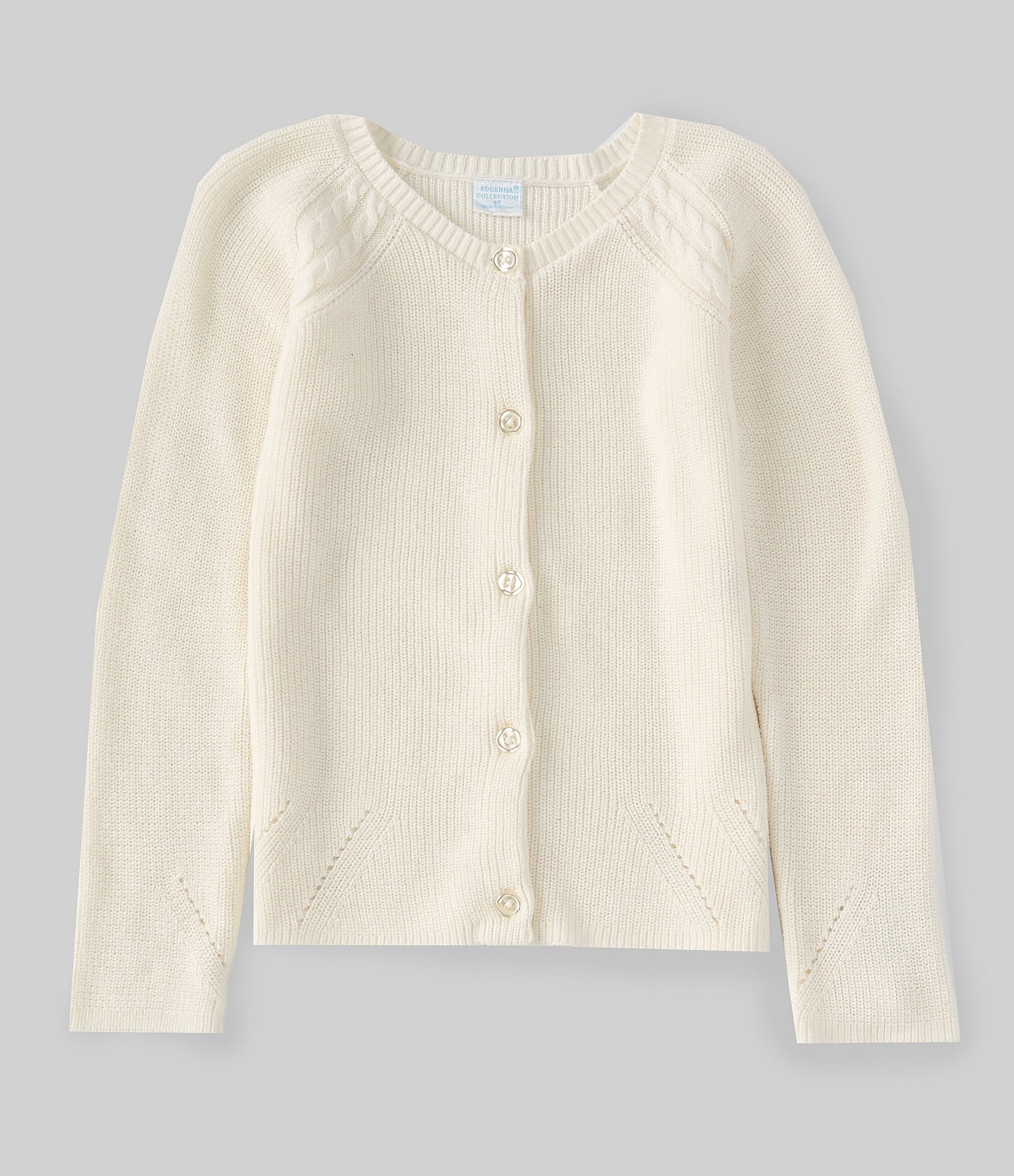 Edgehill Collection Little Girls 2T-6X Long Sleeve Button Front Sweater ...