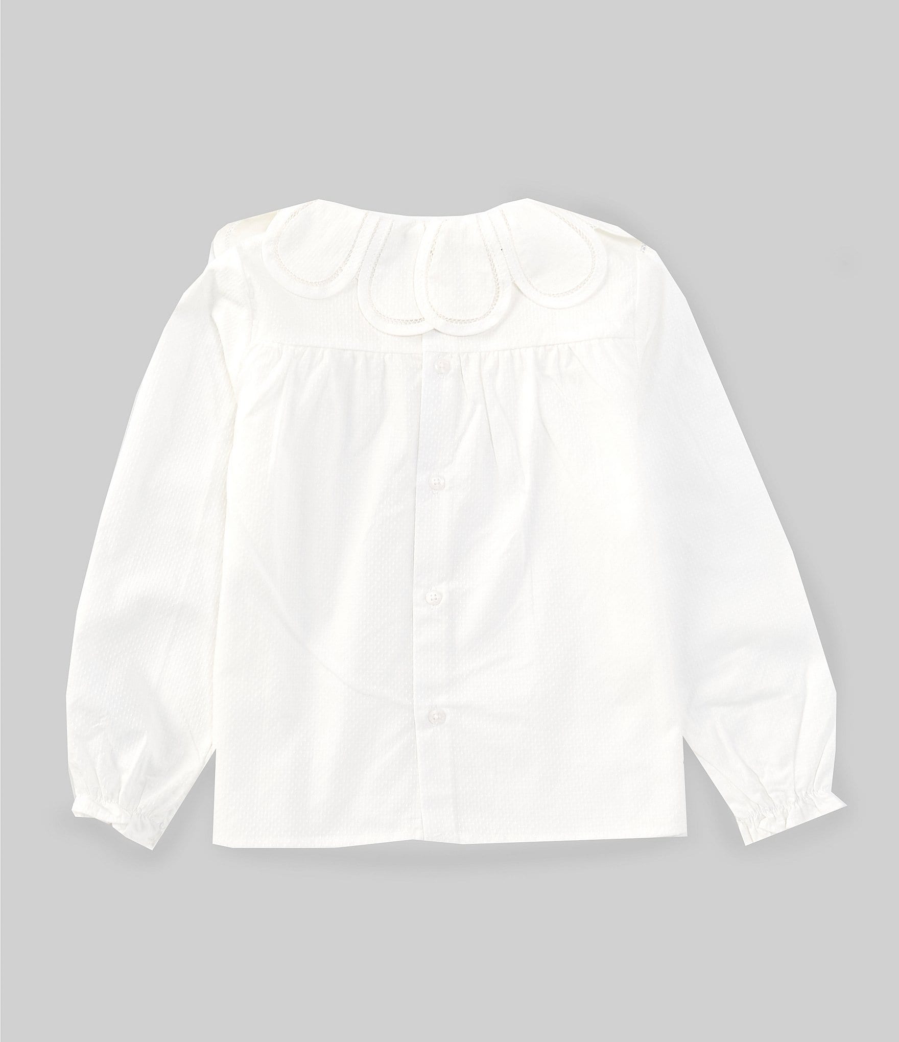 Edgehill Collection Little Girls 2T-6X Long Sleeve Petal Collar Top