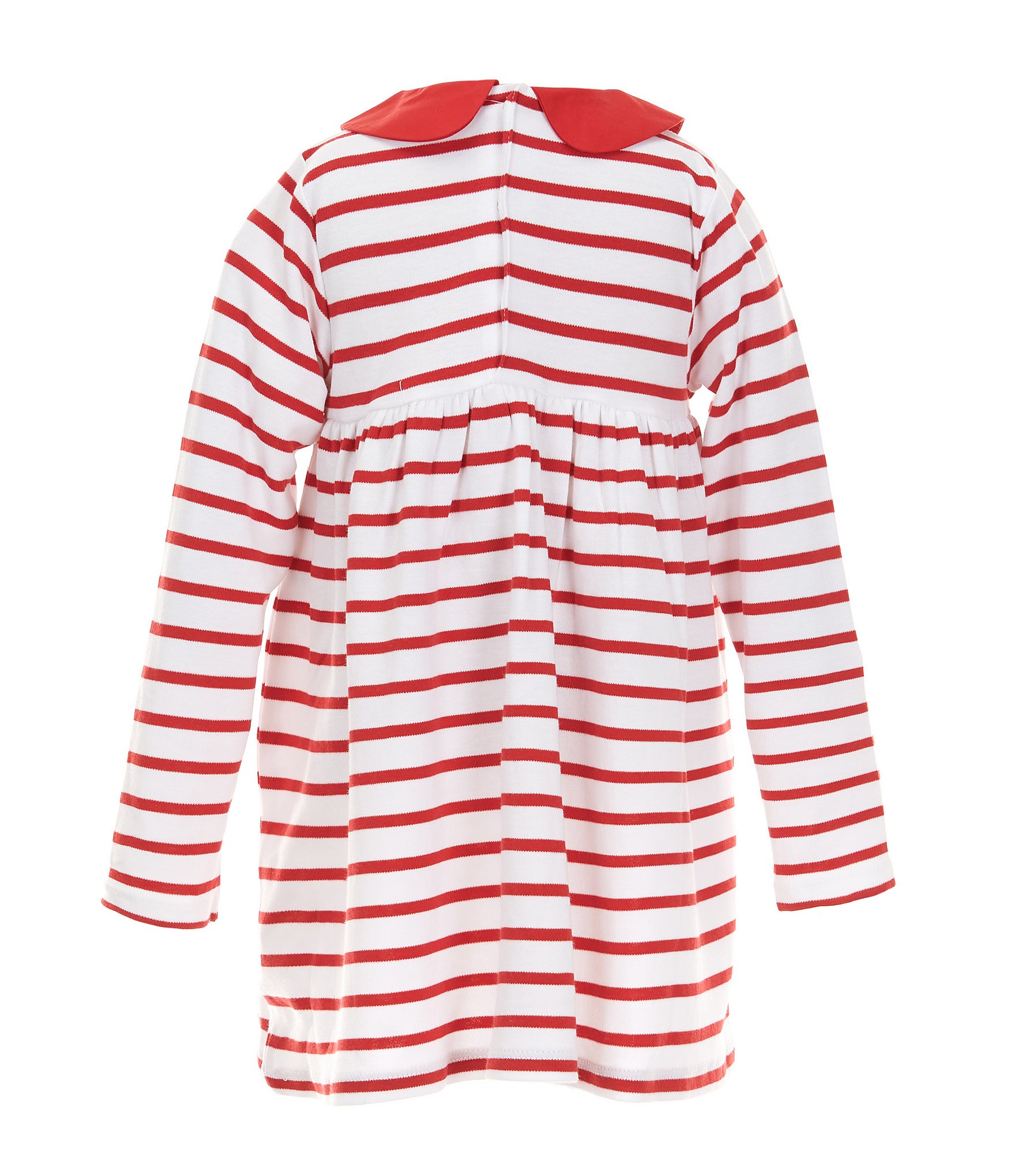 Edgehill Collection Little Girls 2T-6X Peter Pan Collar Long Sleeve Sleeve Stripe Knit Dress