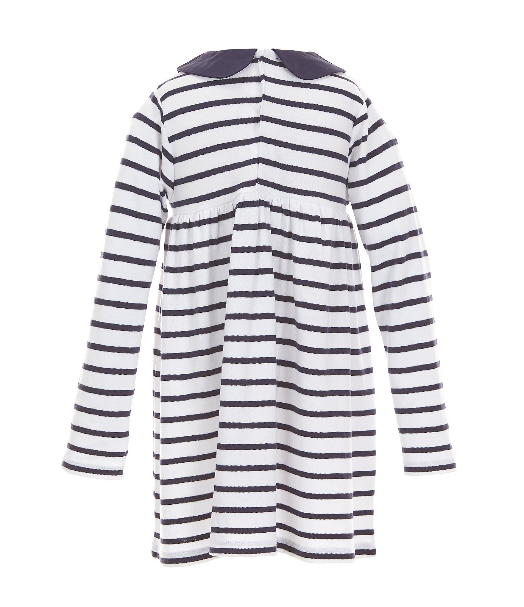 Edgehill Collection Little Girls 2T-6X Peter Pan Collar Long Sleeve Sleeve Stripe Knit Dress