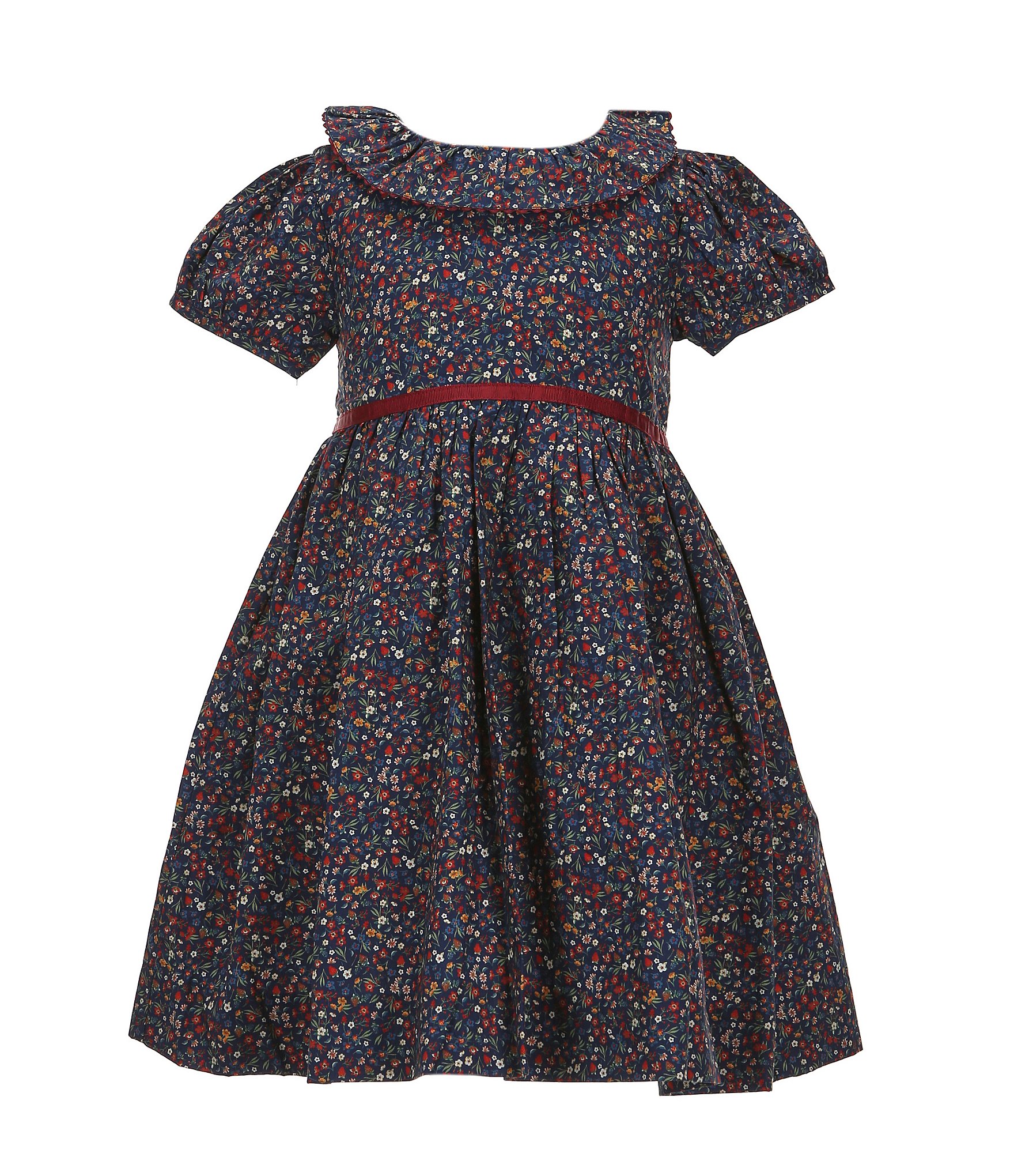 Edgehill Collection Little Girls 2T-6X Short Sleeve Round Neck Floral Dress