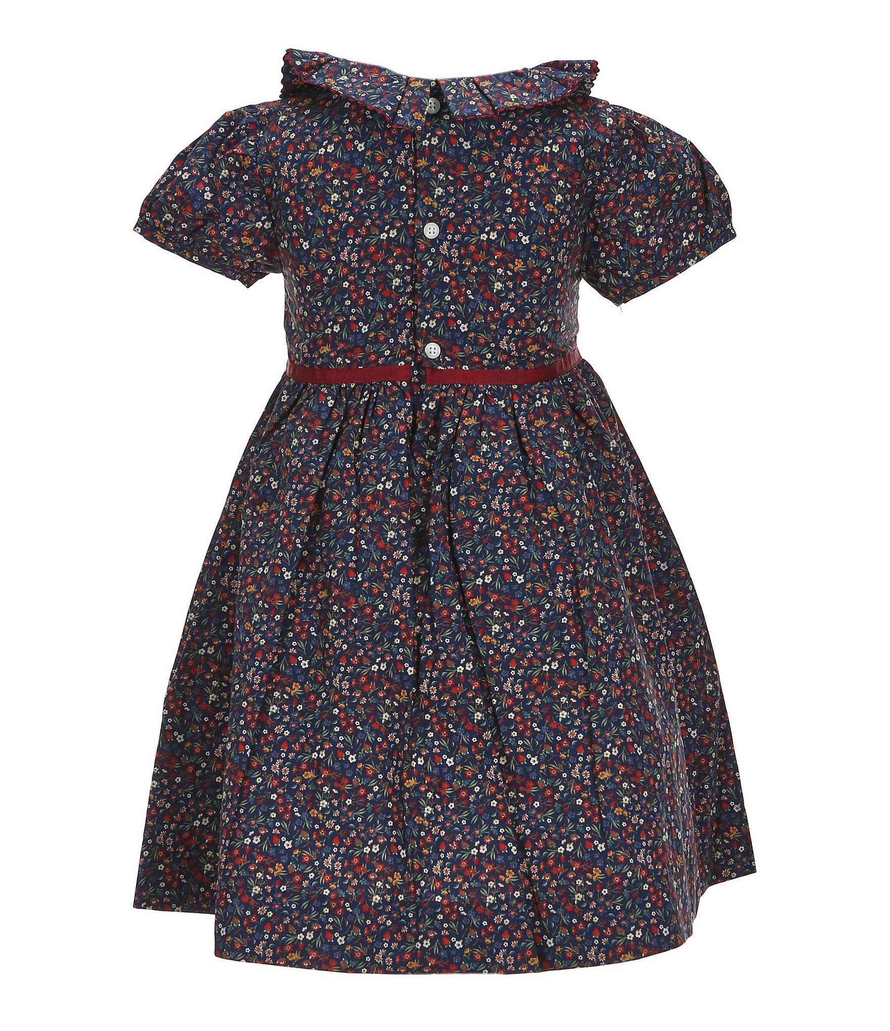 Edgehill Collection Little Girls 2T-6X Short Sleeve Round Neck Floral Dress