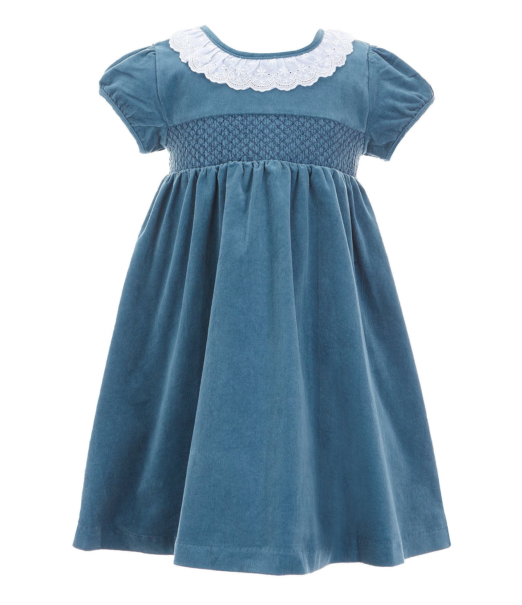 wybzd Baby Girls Fly Sleeve Dress Fashion Solid Color Round Neck Mesh Yarn  Stitching A-line Dress Blue 4-5 Years 