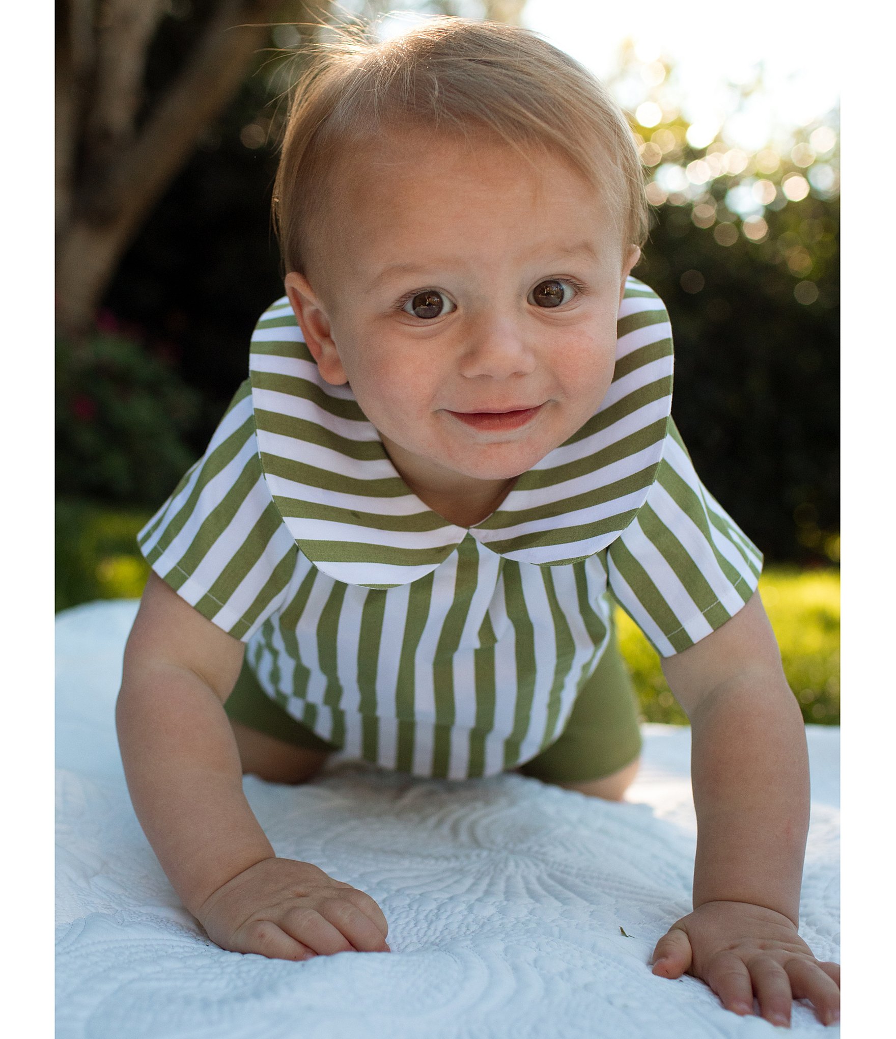 Edgehill Collection x Megan Karp Baby Boys Jack Stripe Peter Pan Collar Top & Shorts Set