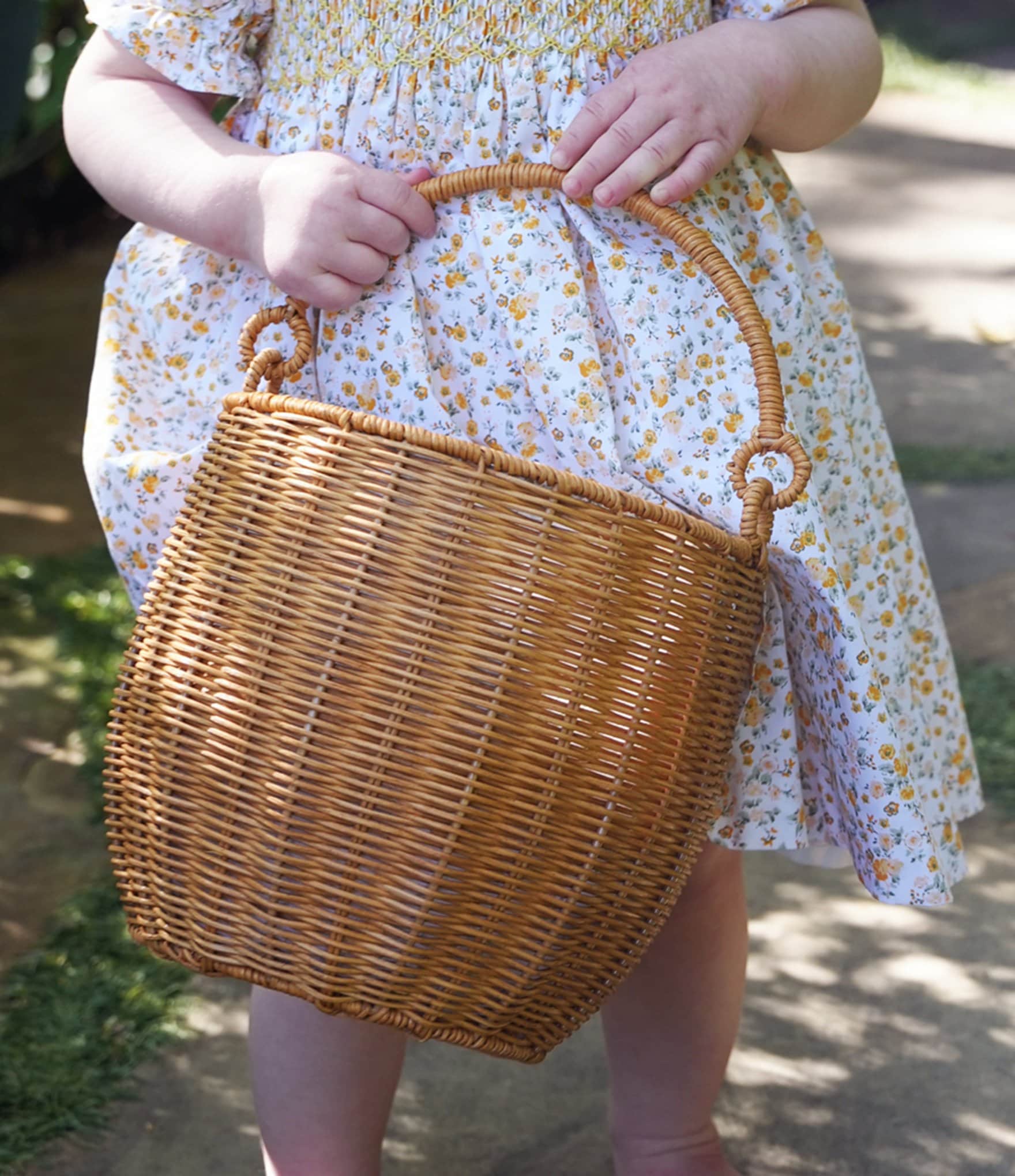 Edgehill Collection x Megan Karp Wicker Floral Printed Lined Basket