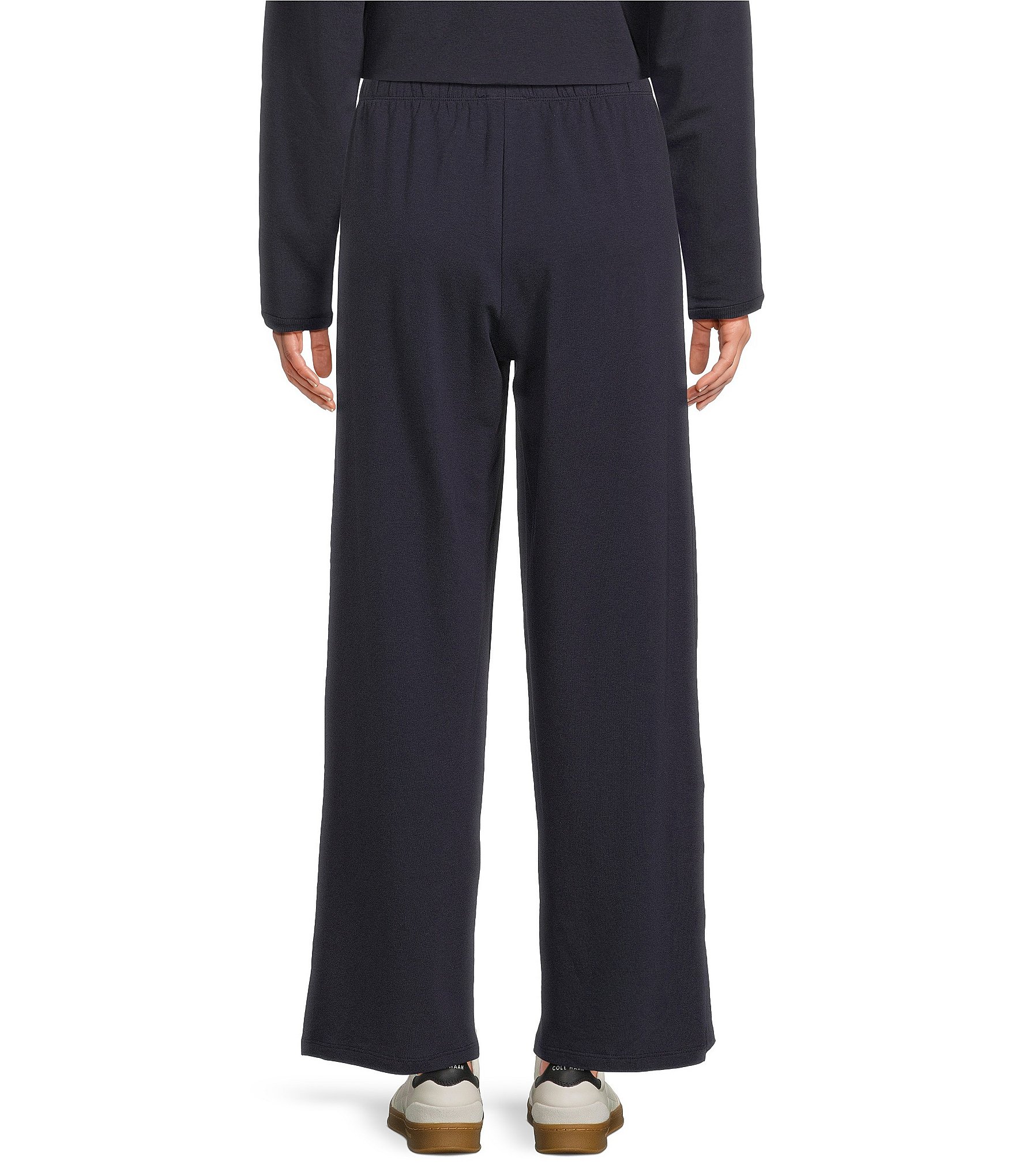 Eileen Fisher Brushed Terry Elastic Waist Straight Side Vent Pants