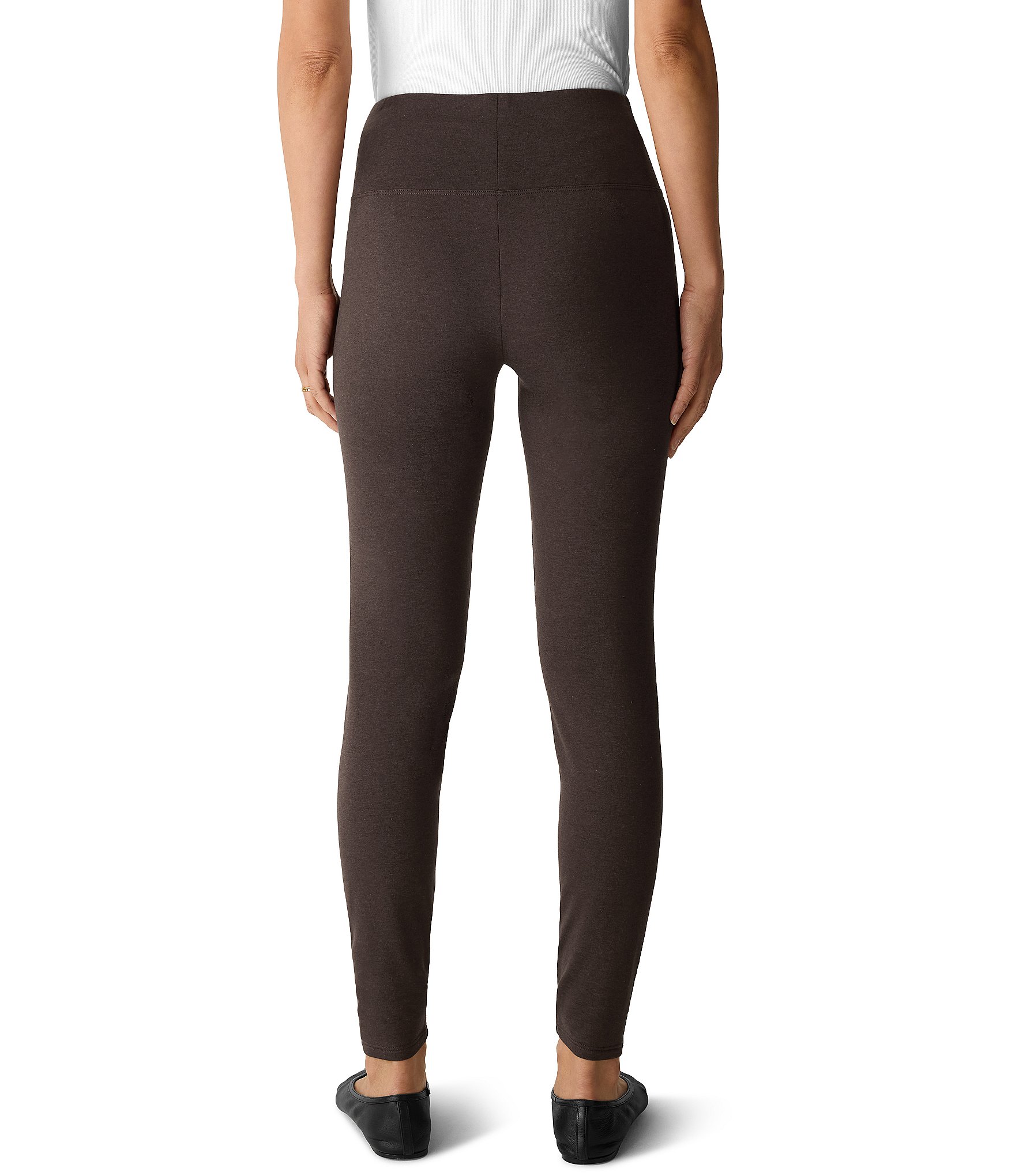 Eileen Fisher Brushed Terry Knit High Waisted Pull-On Leggings