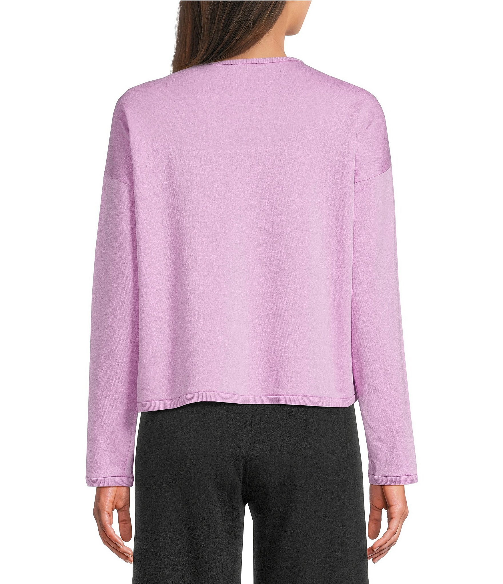 Eileen Fisher Brushed Terry Round Neck Long Sleeve Top