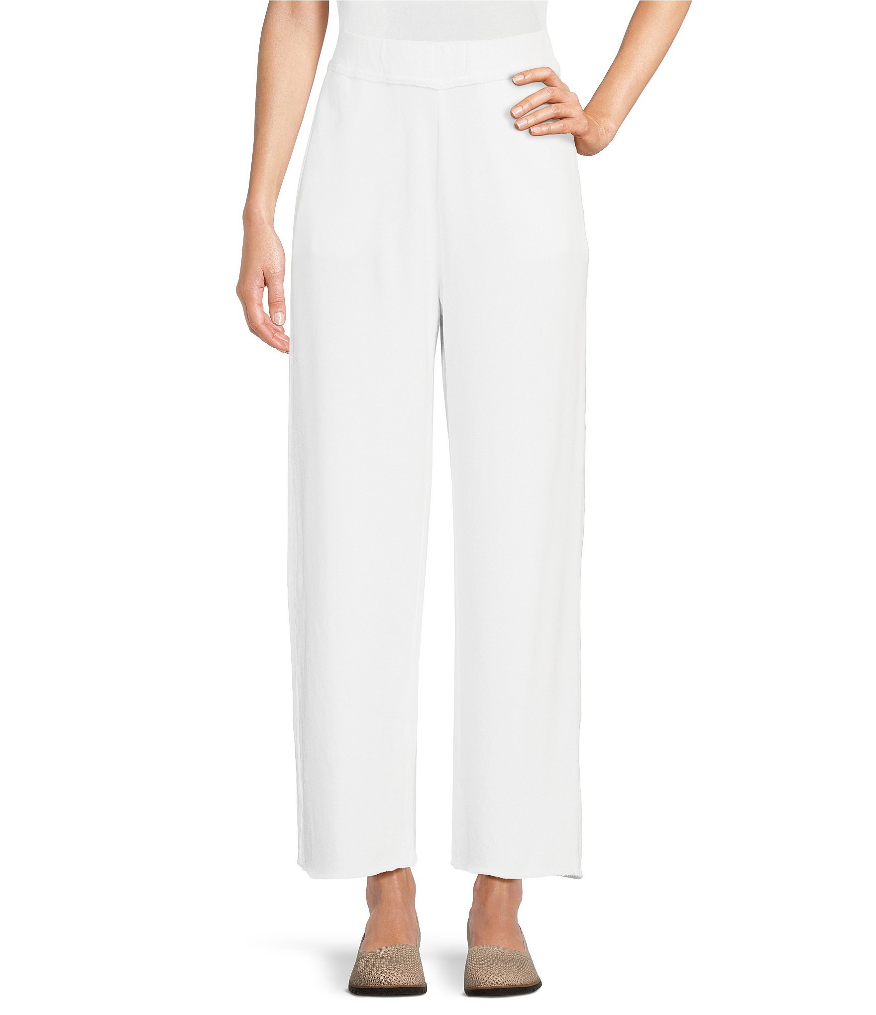 Eileen Fisher Womens Stretch Unlined No Pocket Tapered Pants White