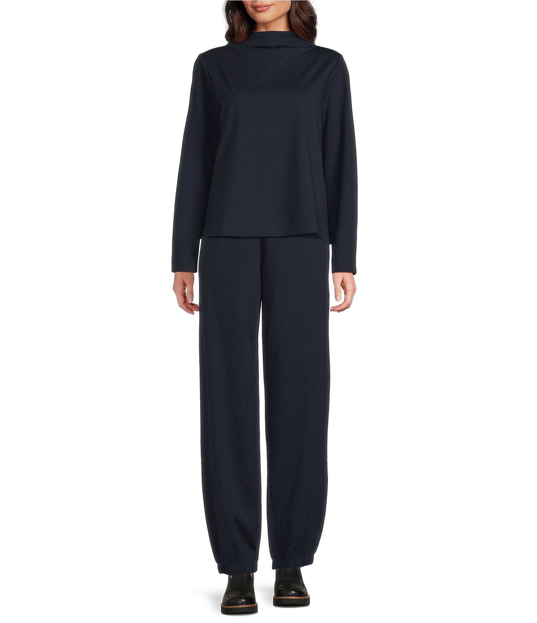 Eileen Fisher Lightweight Ponte Pull-On Ankle Lantern Jogger Pants