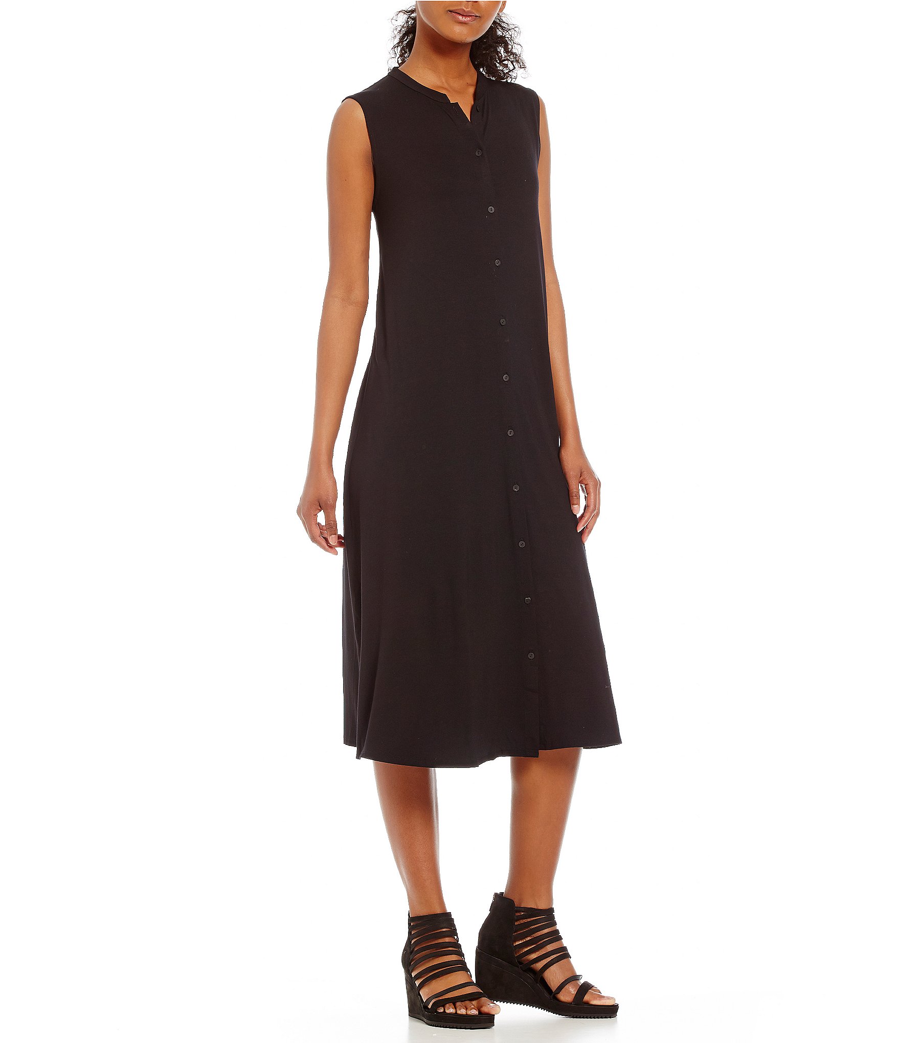 Eileen Fisher Mandarin Collar Dress | Dillards