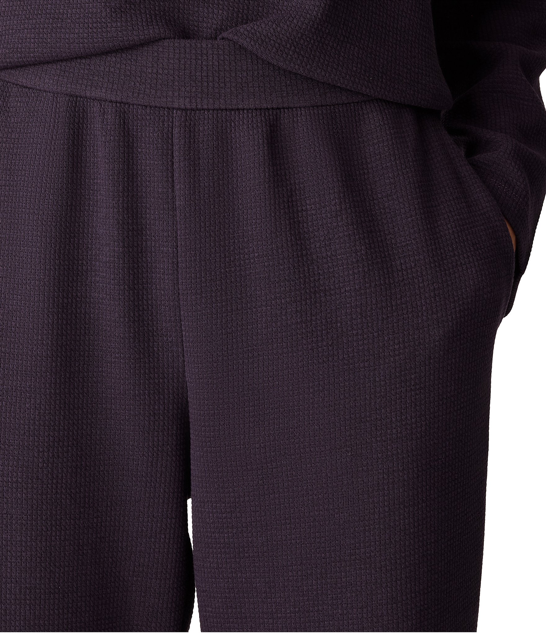 Eileen Fisher Organic Cotton Blend Coordinating Double Waffle Knit Elastic Waist Joggers