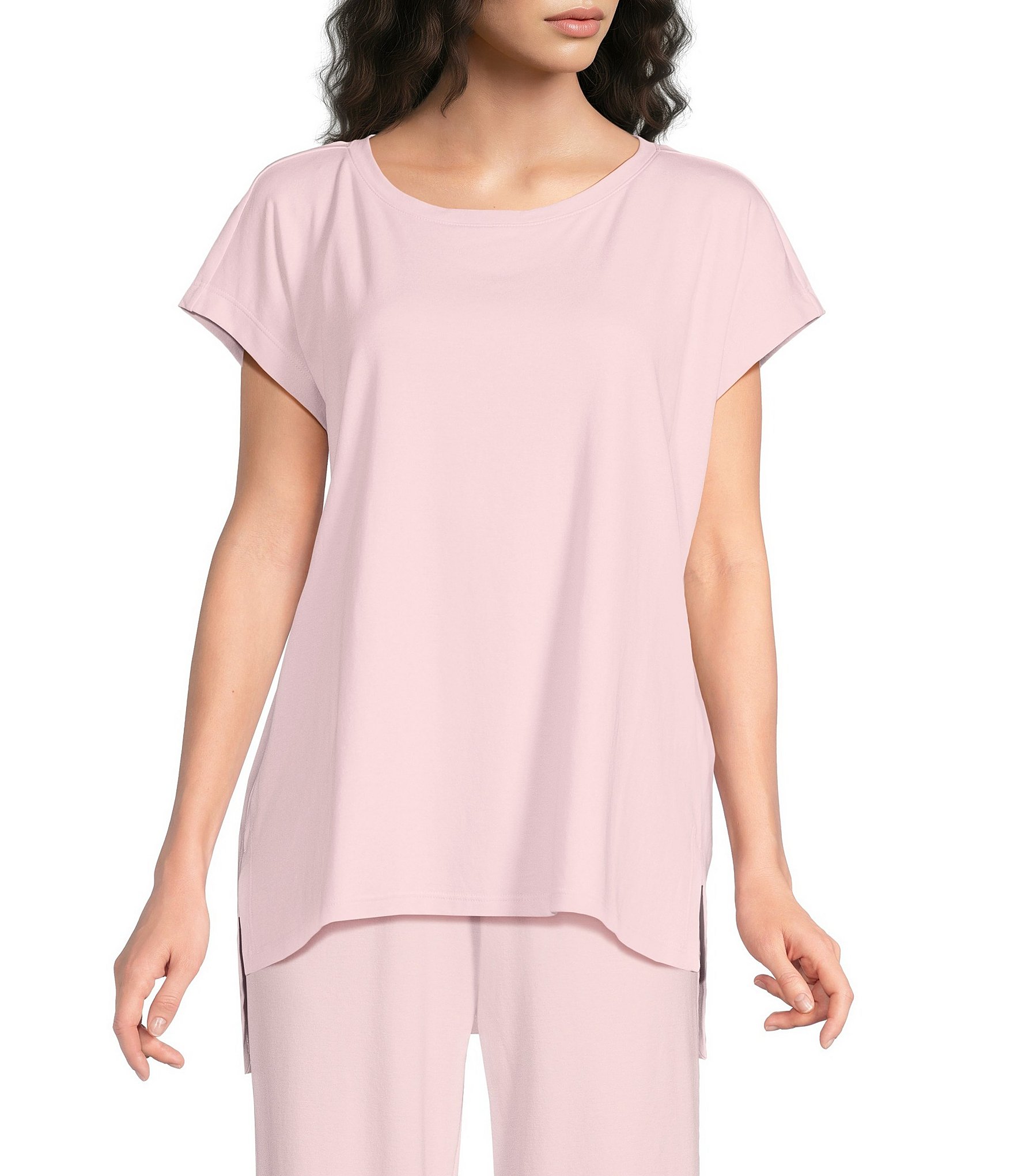 Eileen Fisher Organic Cotton Interlock Jewel Neck Sleep Top