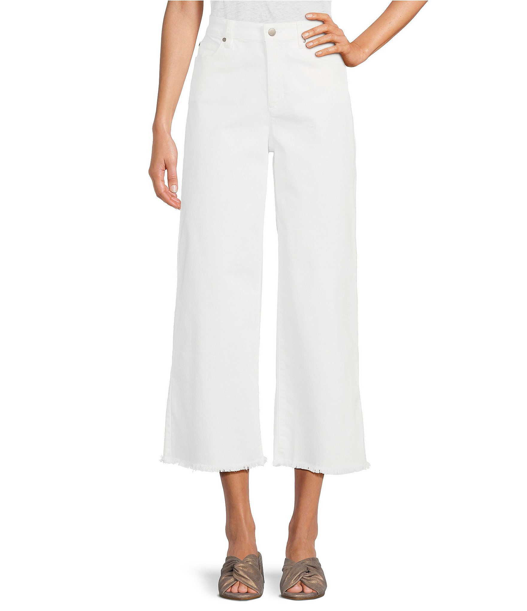 Eileen Fisher Organic Cotton Raw Hem Cropped Wide Leg Jeans | Dillard's