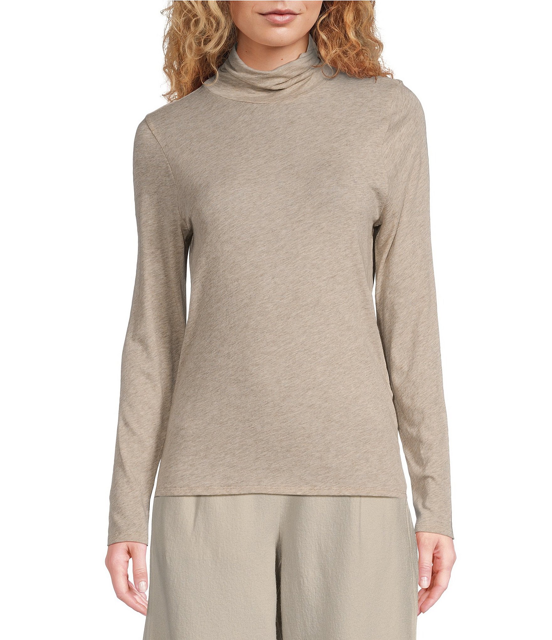 Eileen Fisher Organic Cotton Tencel™ Sheer Knit Turtleneck Long Sleeve ...