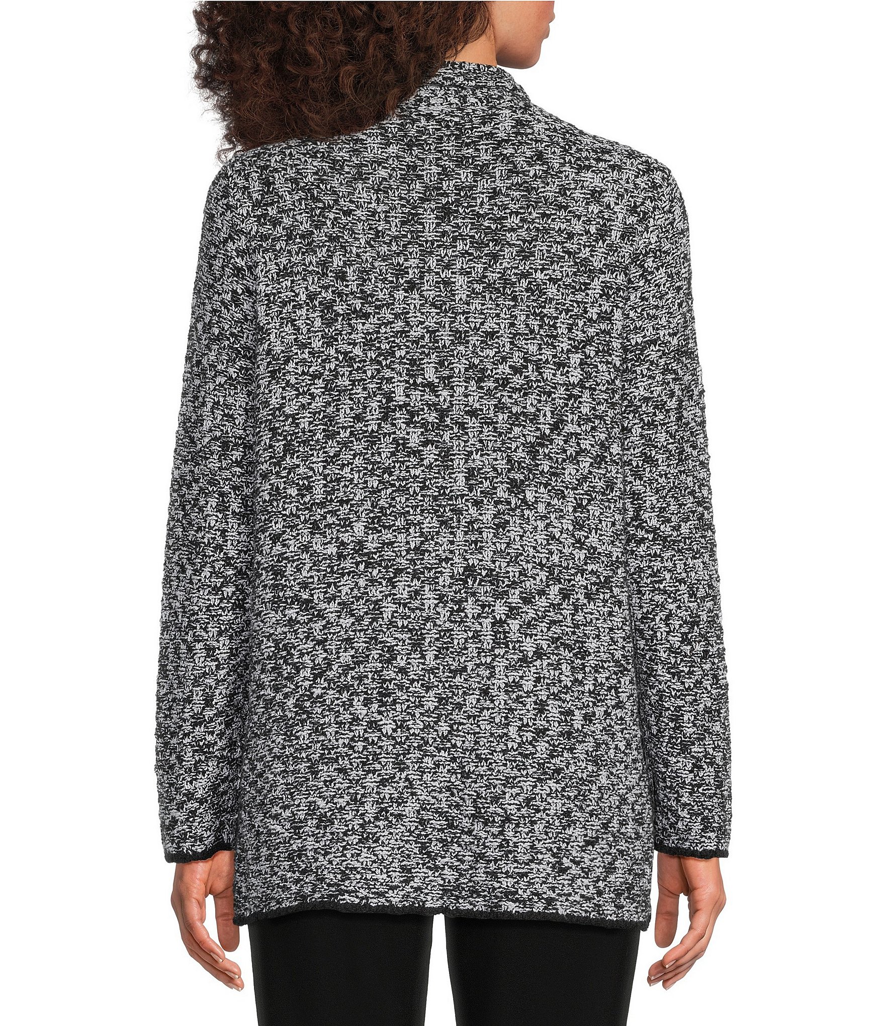Eileen Fisher Petite Size Two-Tone Yarn Notch Collar Long Sleeve Two Button-Front Jacket