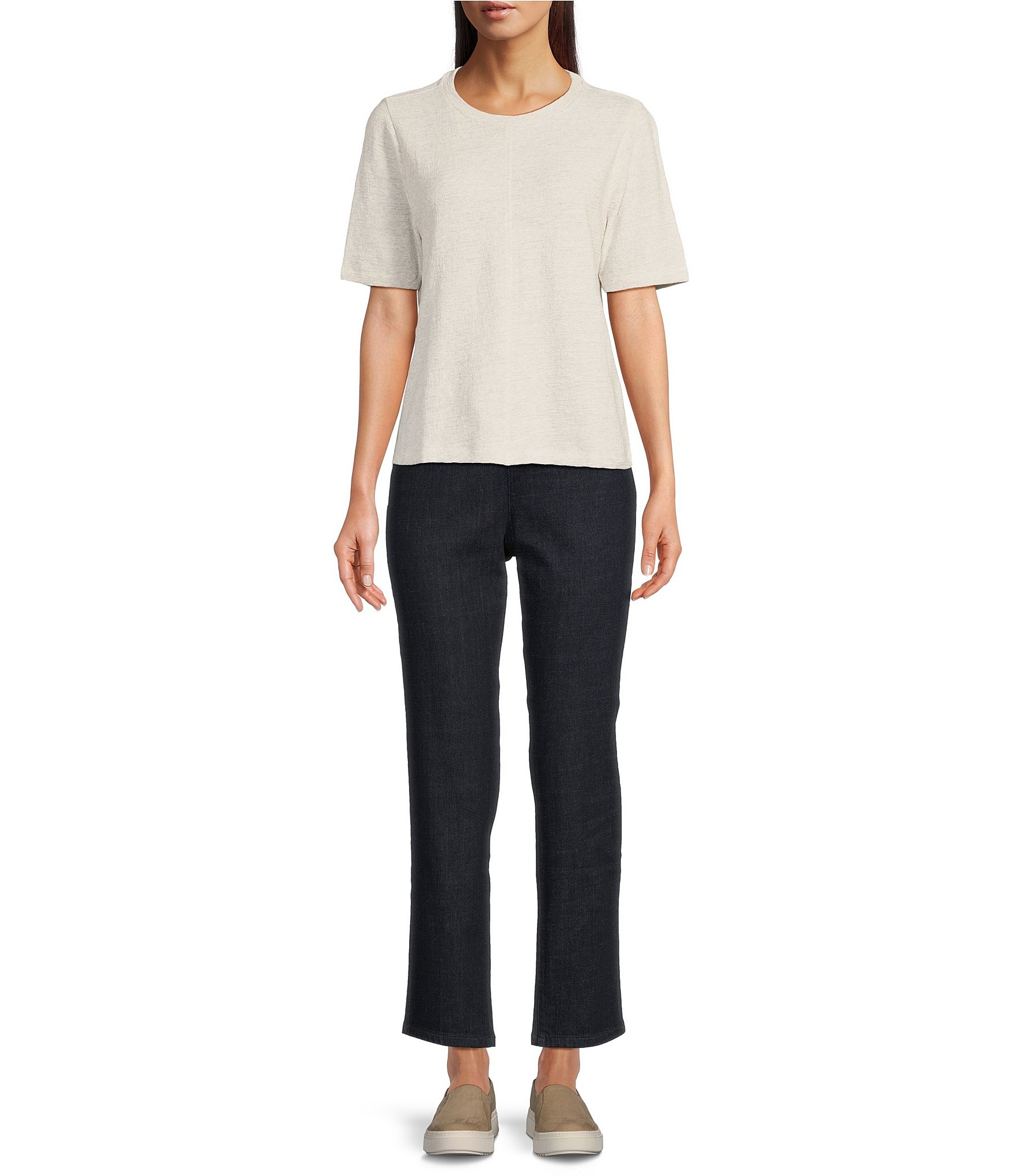 Eileen Fisher Petite Organic Recycled Cotton Stretch Denim High Waist Slim Leg Jeans
