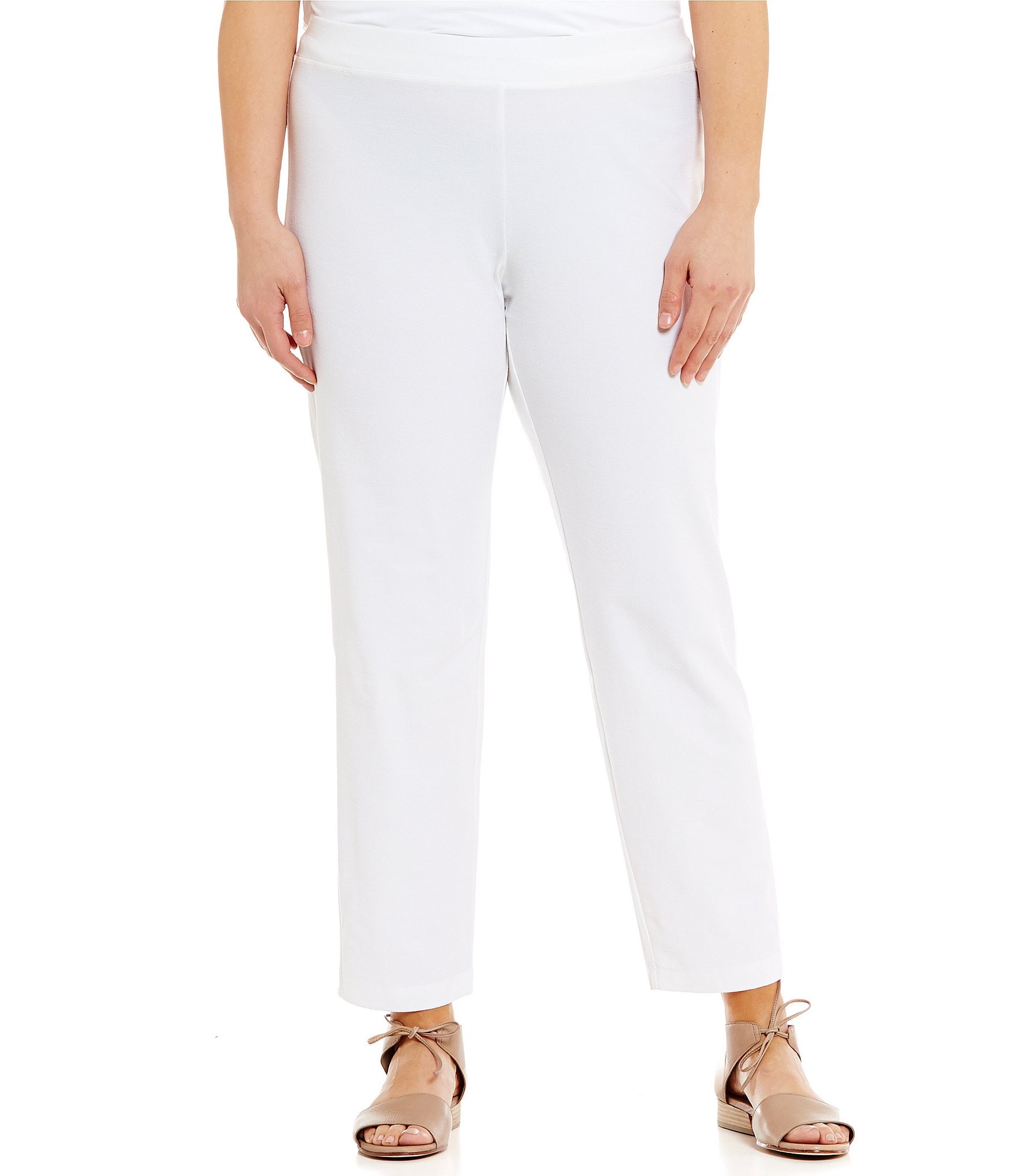 Eileen Fisher Plus Size Washable Stretch Crepe Slim Leg Ankle Pants ...
