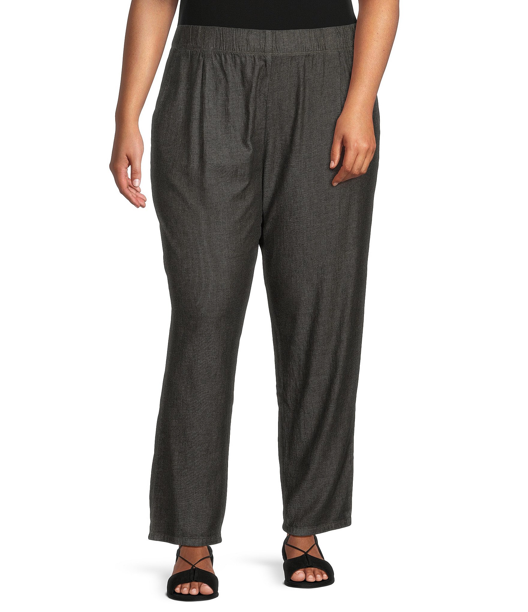 Eileen Fisher Plus Size Airy Organic Cotton Twill Tapered Leg ...