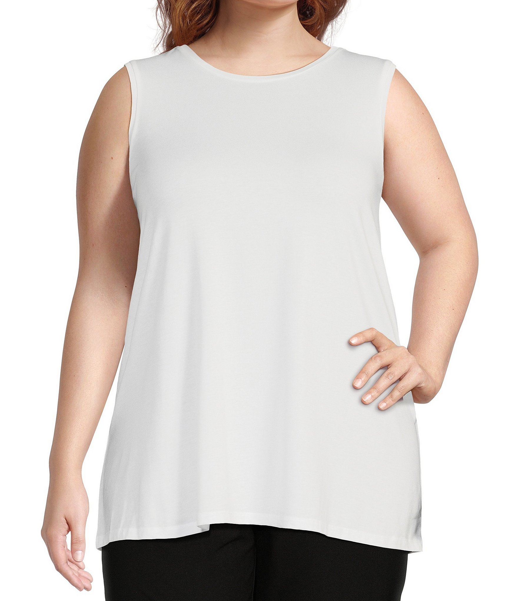 Investments Plus Size Soft Separates Reversible Crew to Scoop Neck  Sleeveless Top