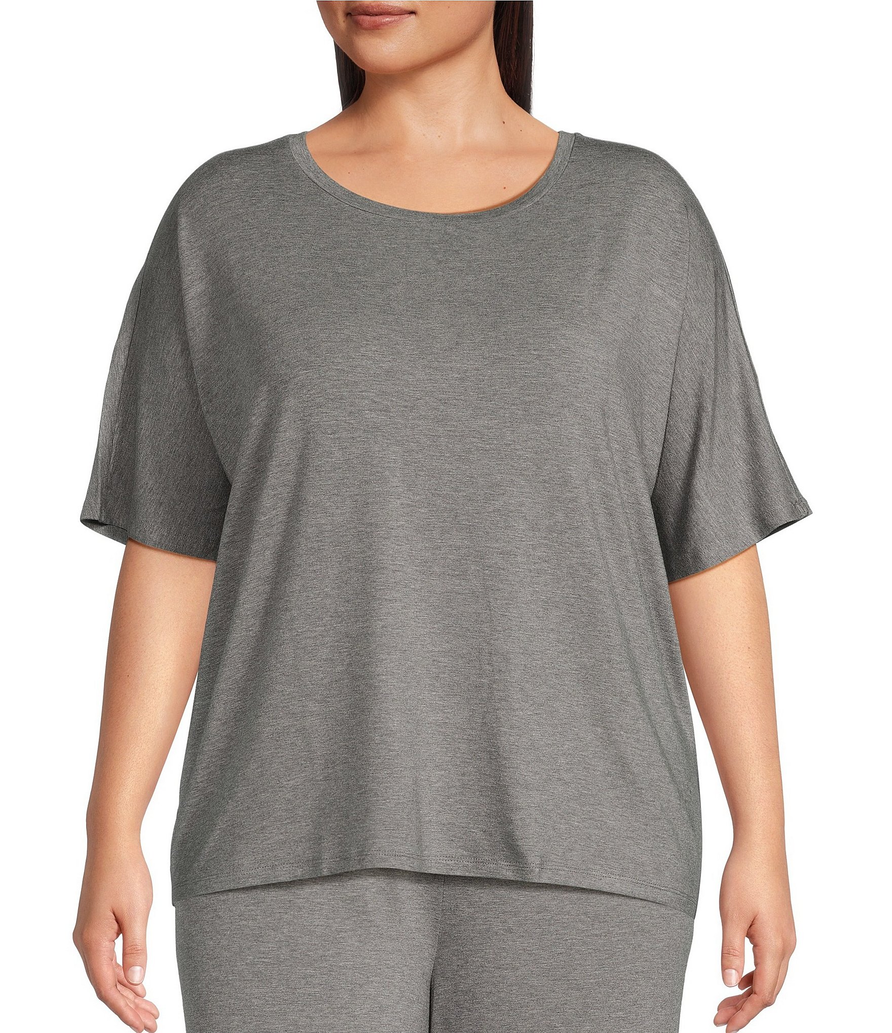 Calvin Klein Plus Size Matte Jersey Print Pleat Neck Sleeveless