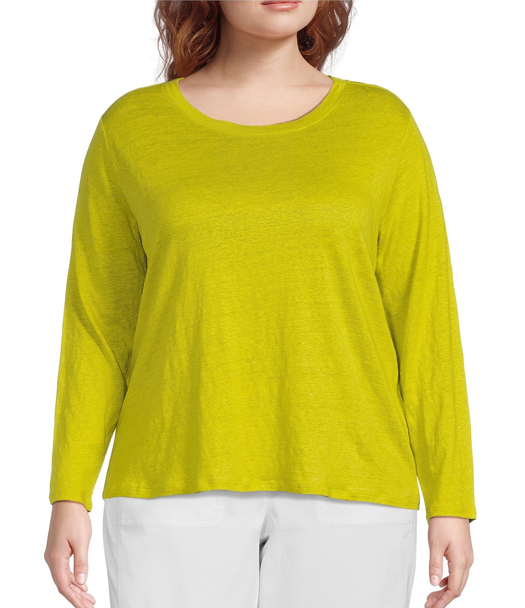 Eileen Fisher Plus Size Organic Pima Cotton Jersey V-Neck Short