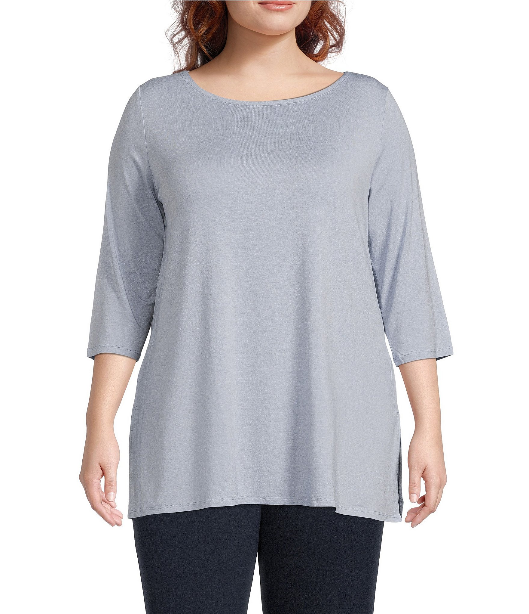 Organic Cotton Boat Neck 3/4 Sleeve Top