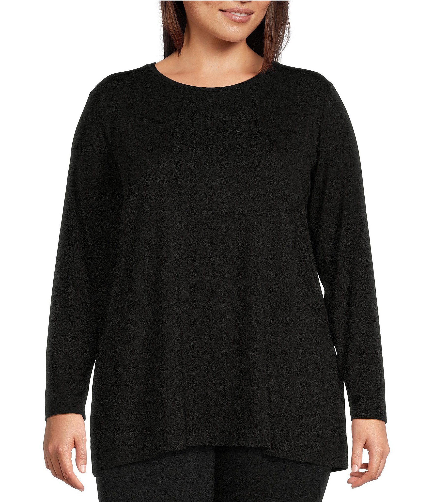 NEW Extra Pepper Black Stretch Long Sleeve Top Tunic Blouse Plus Size 22  #S8