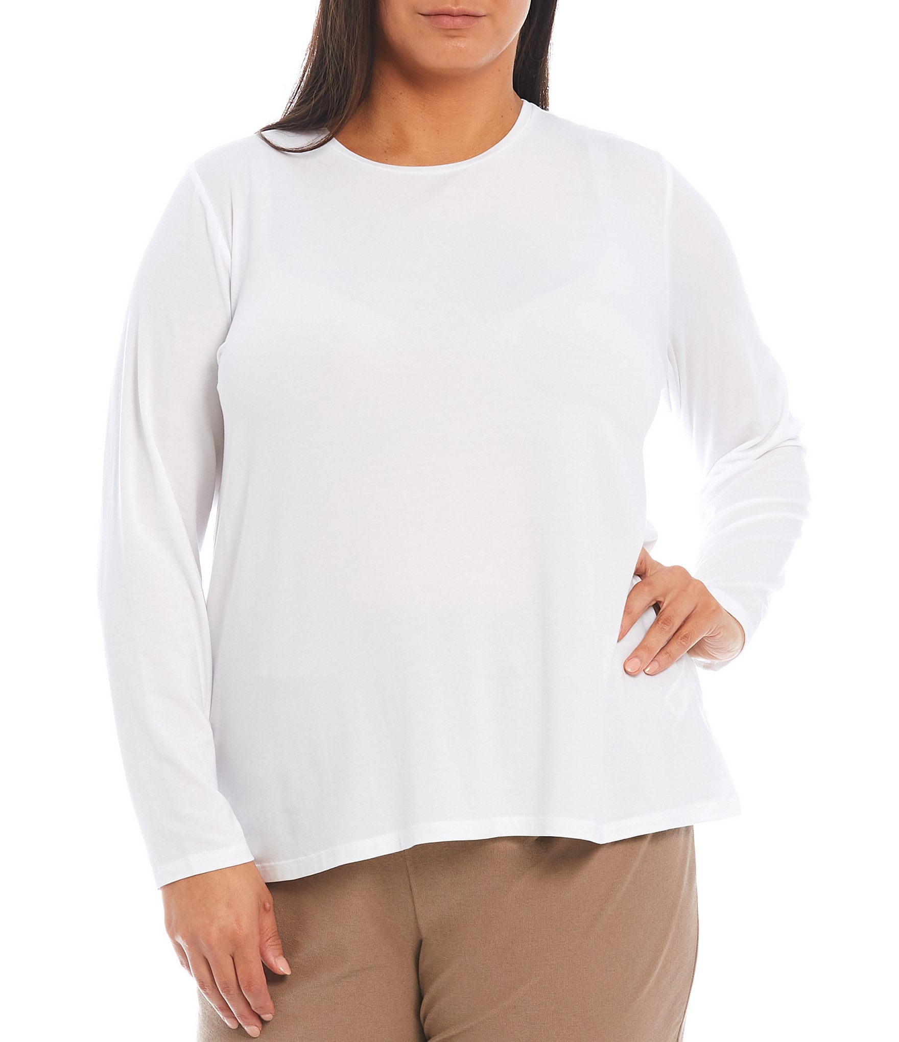 white long sleeve shirt womens plus size