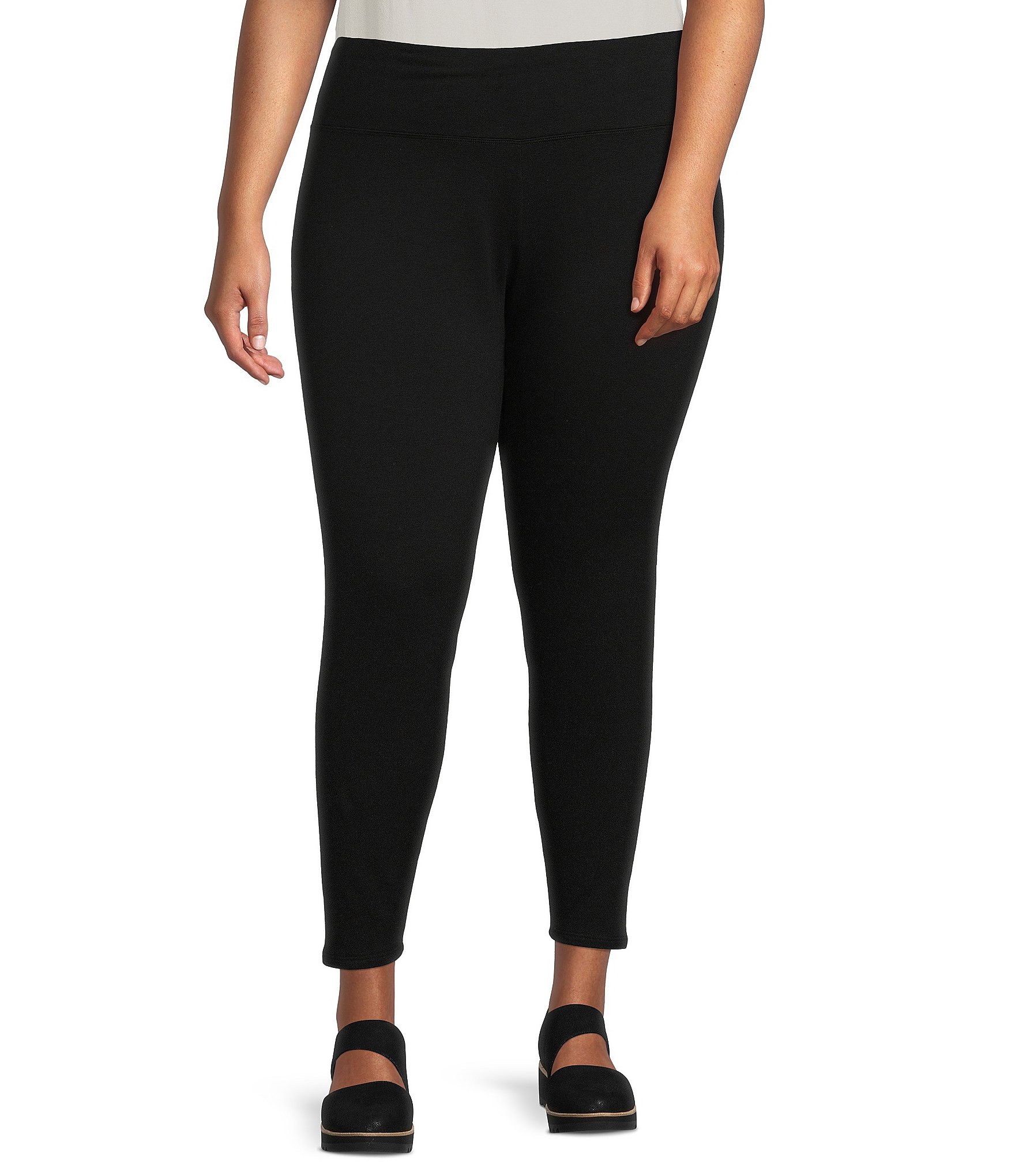Off White color stretchable cotton ankle Leggings - LGA16