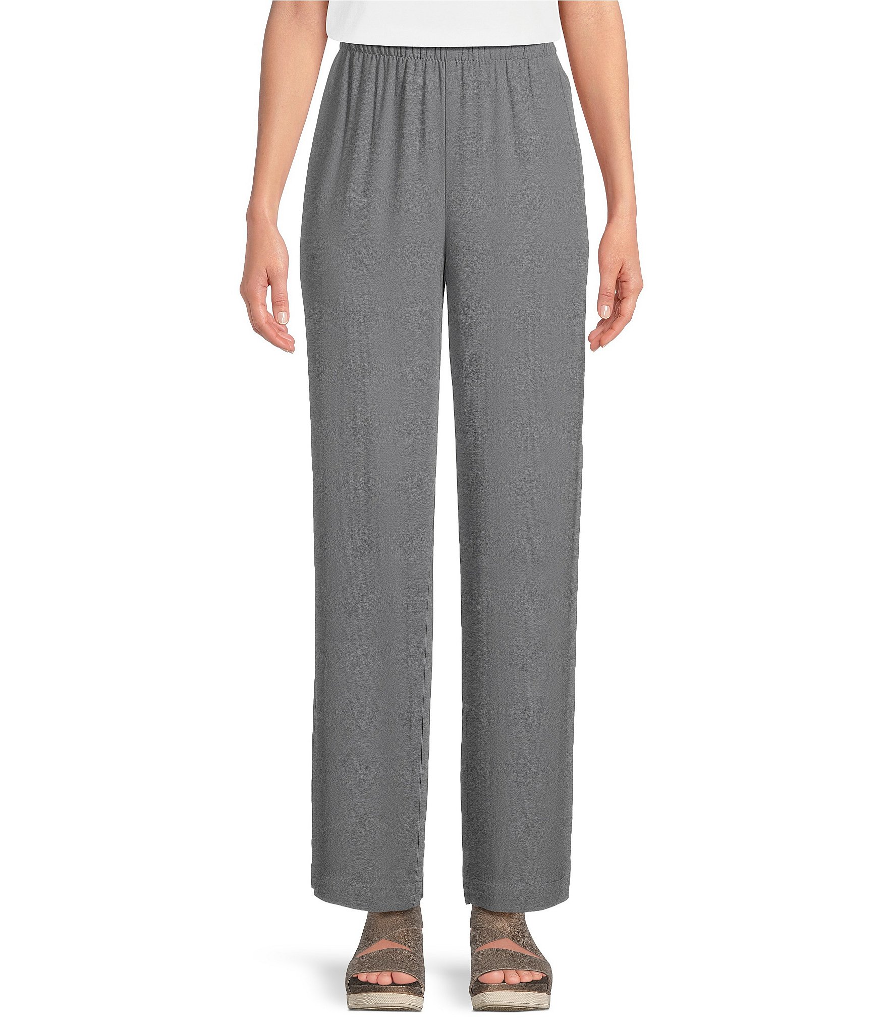 Eileen Fisher Tencel™ Lyocell Stretch Knit Jersey Wide Leg Pull-On Pants