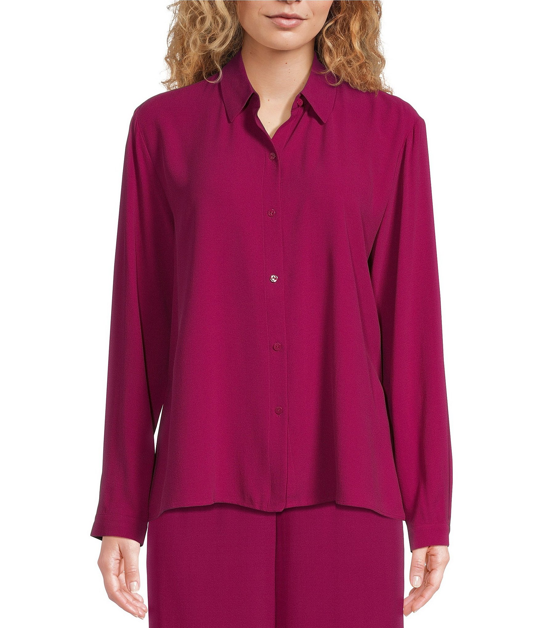 Eileen Fisher 18119 Womens Pink Slit Sleeve Silk Top Size Xs