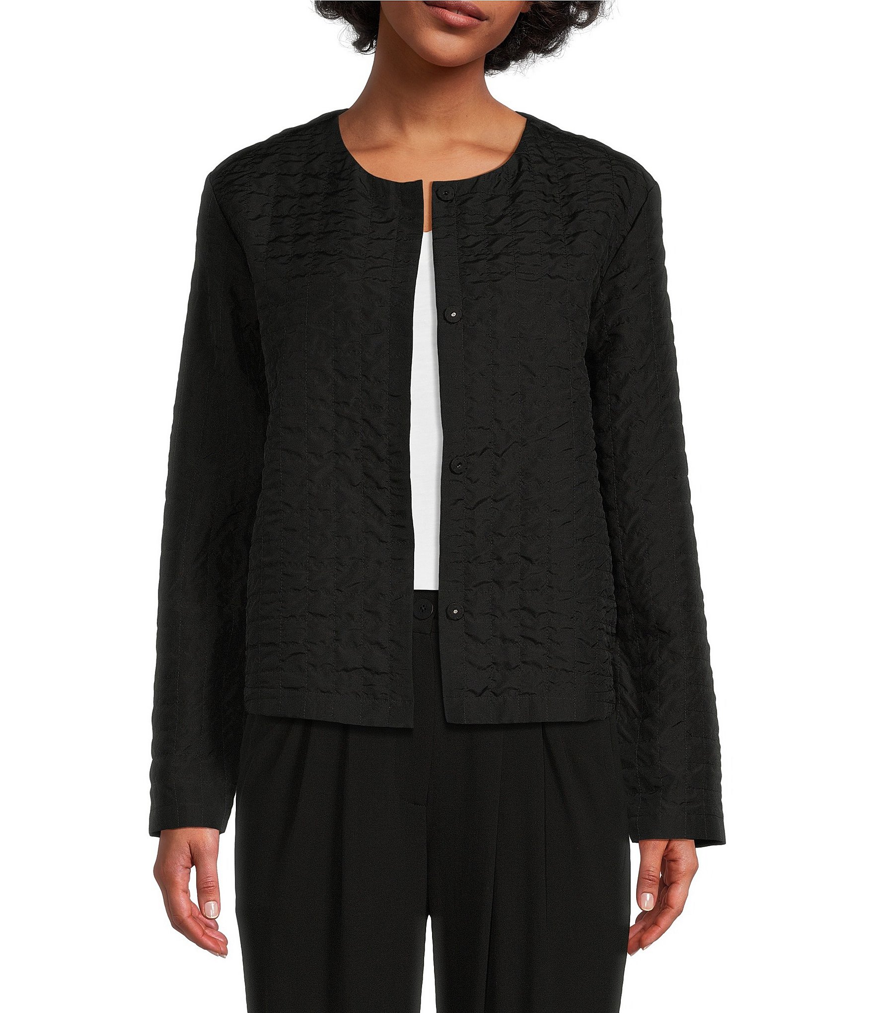 Eileen Fisher Silk Long Sleeve Button Front Jacket | Dillard's