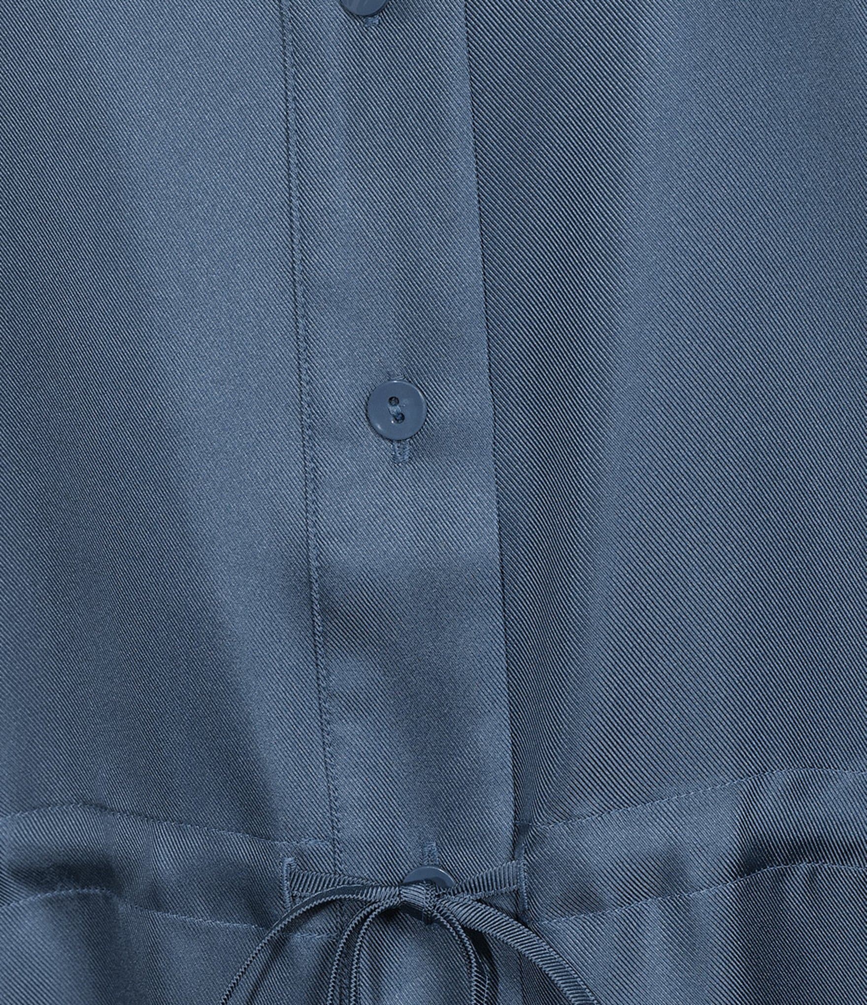 Eileen Fisher Silk Twill Mandarin Collar Long Sleeve Button-Front Shirt