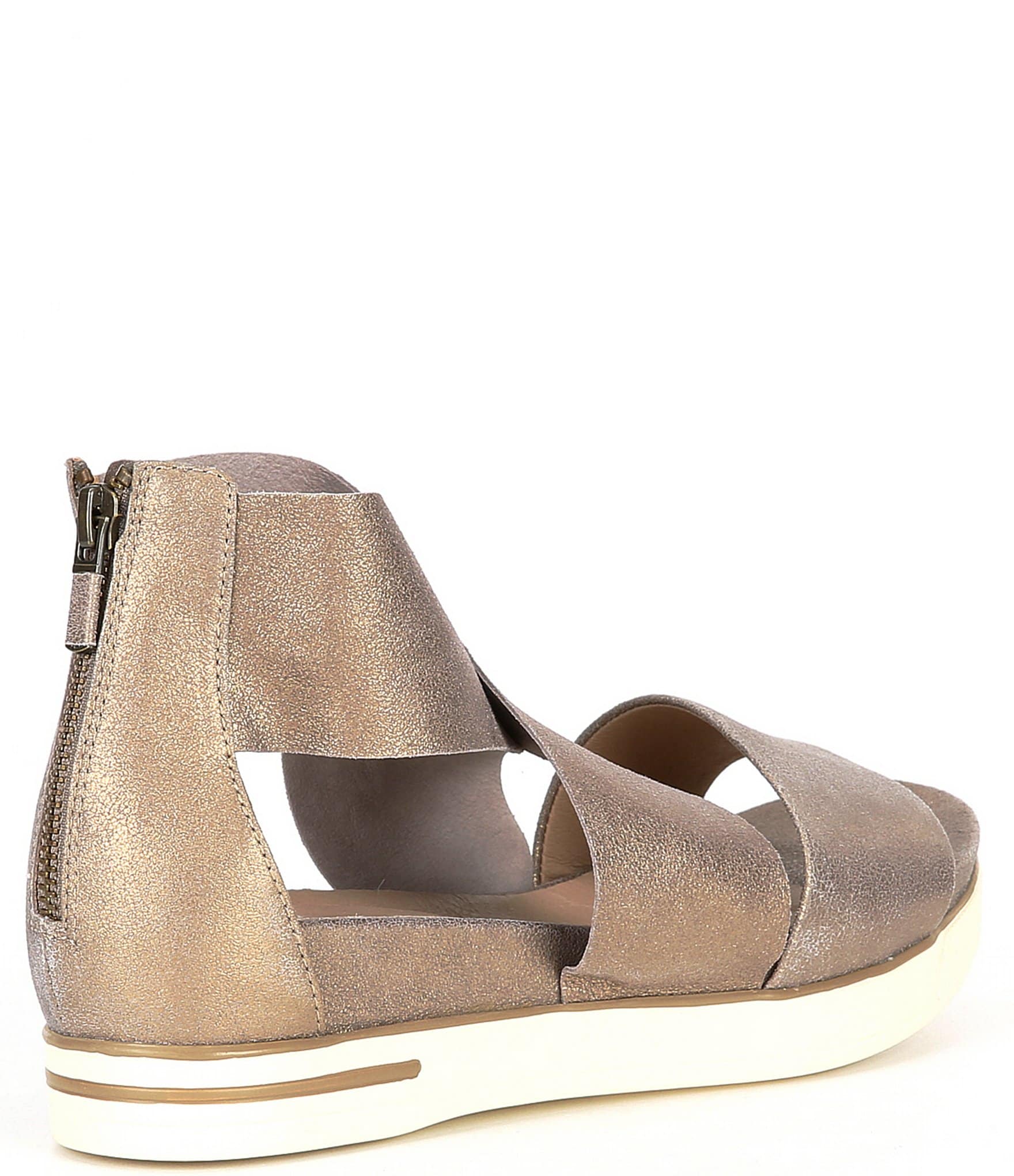 Eileen Fisher Sport Suede Criss Cross Banded Wedge Platform Sandals