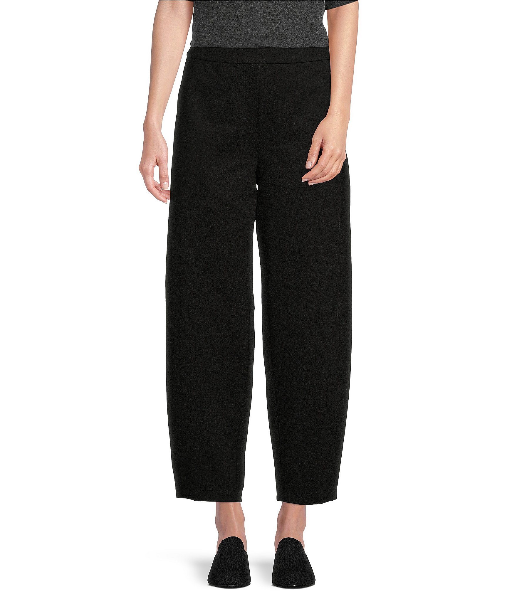 Eileen Fisher Slouch Ankle Pants in Stretch Jersey Knit Black XS at   Women's Clothing store