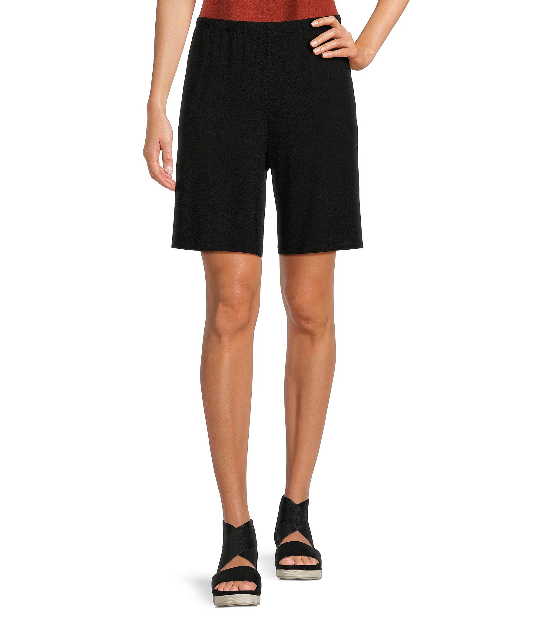 Eileen Fisher Tencel™ Stretch Jersey Knit Flared Pull-On Shorts | Dillard's