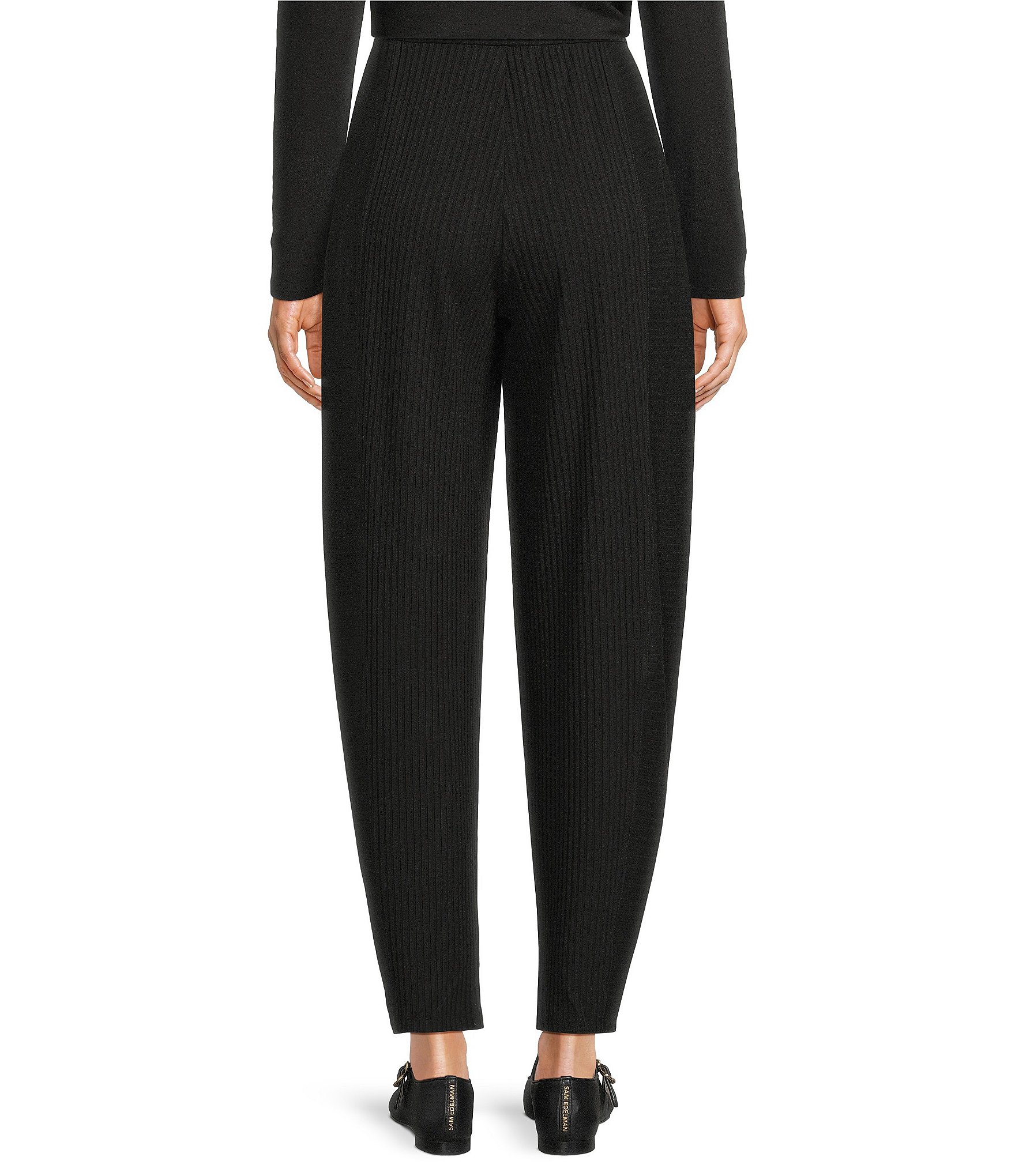 Eileen Fisher Texture Stretch Rib Knit Lantern Ankle Pants
