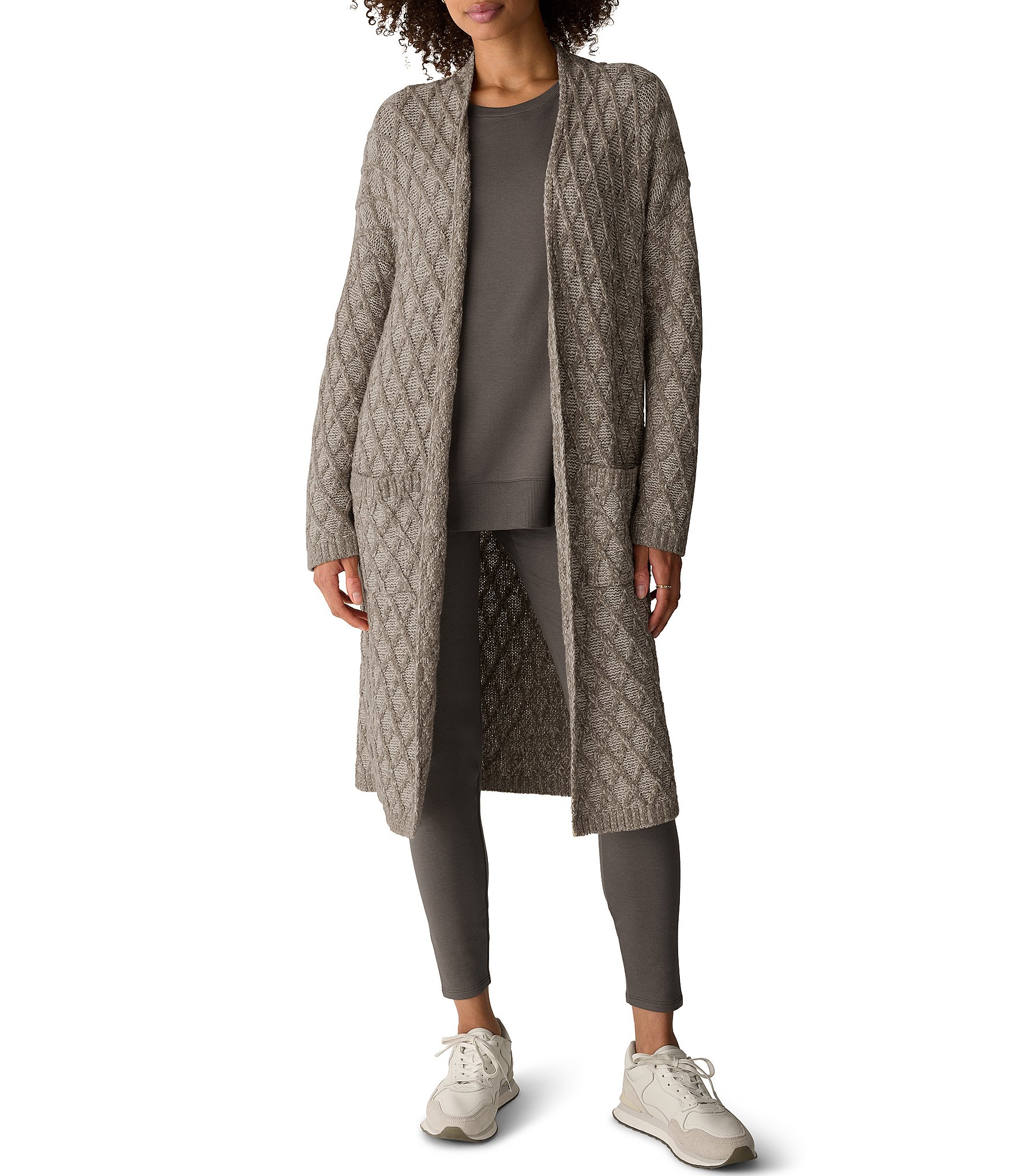 Eileen Fisher Two-Tone Yarn Long Sleeve Open-Front Cardigan