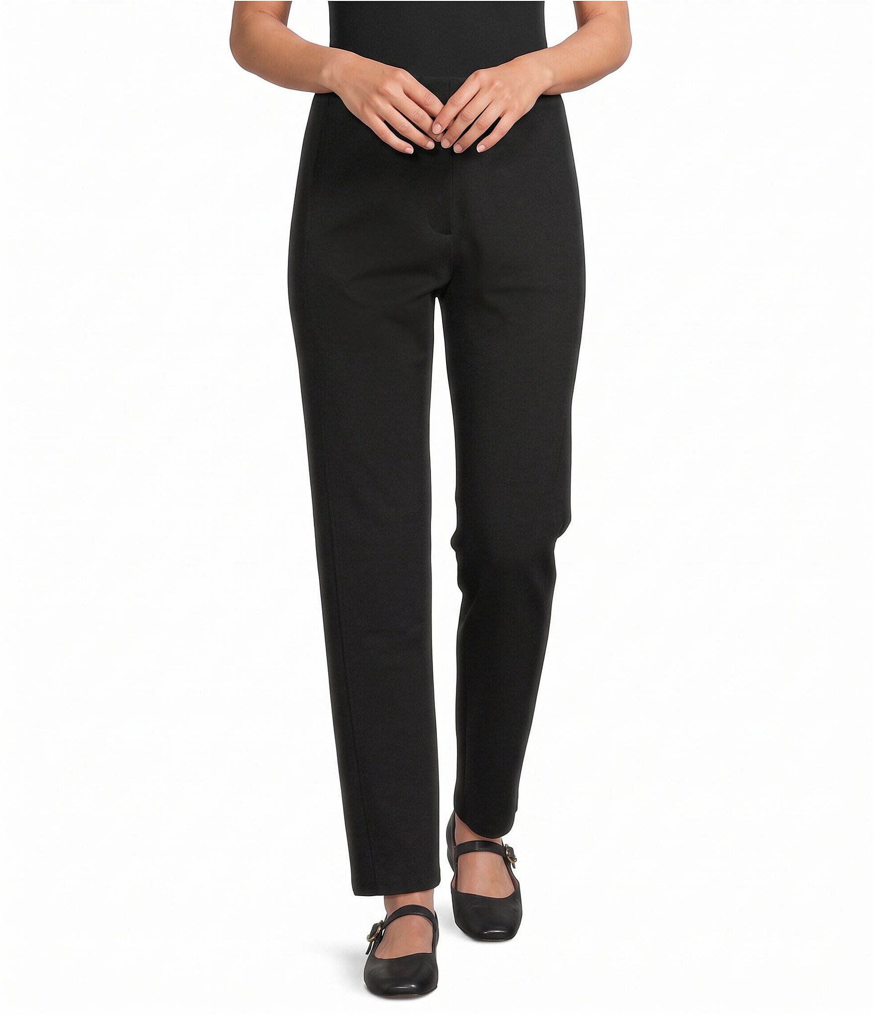 Eileen Fisher Washable Flex Ponte Tapered Trouser Pull-On Ankle Pants