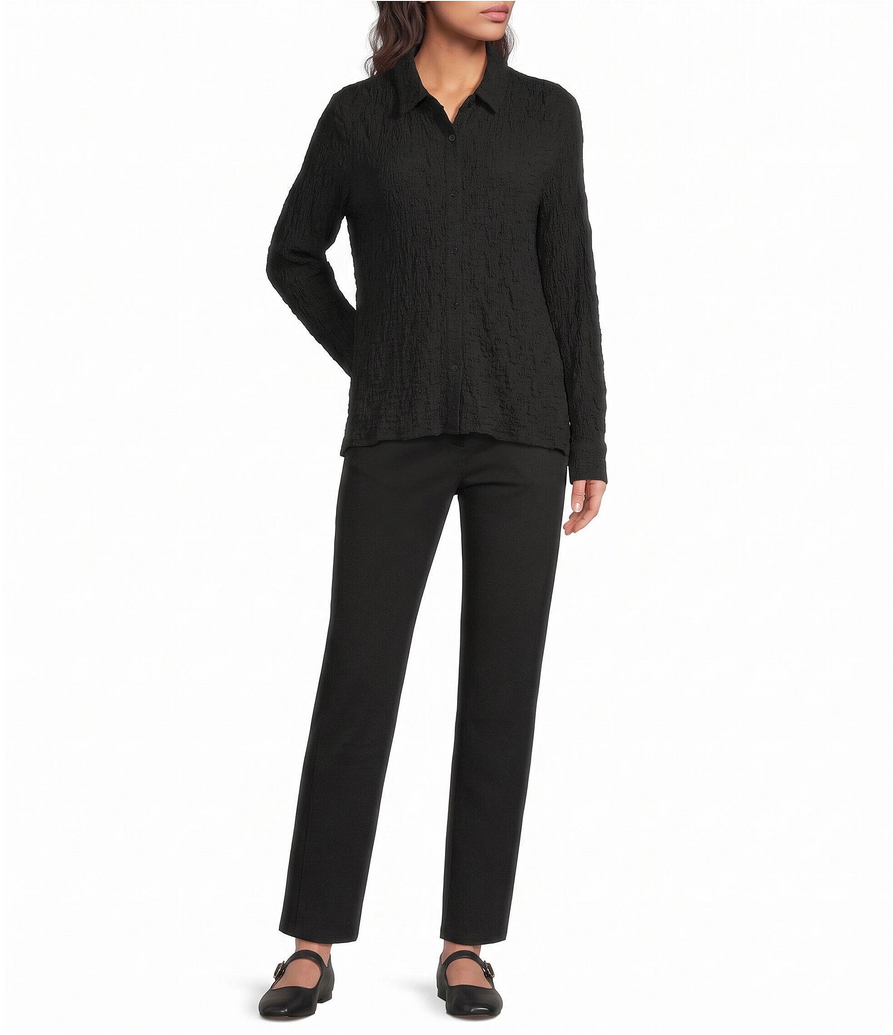 Eileen Fisher Washable Flex Ponte Tapered Trouser Pull-On Ankle Pants