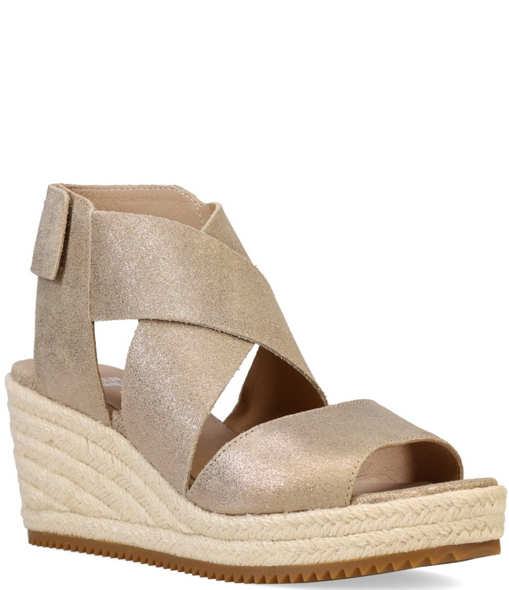 Eileen Fisher Willow Metallic Suede Espadrille Wedge Sandals Dillard s