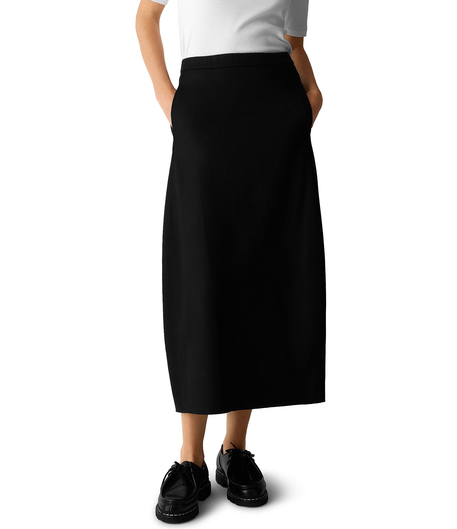 Eileen Fisher Wool Jersey Pull-On Lantern Skirt