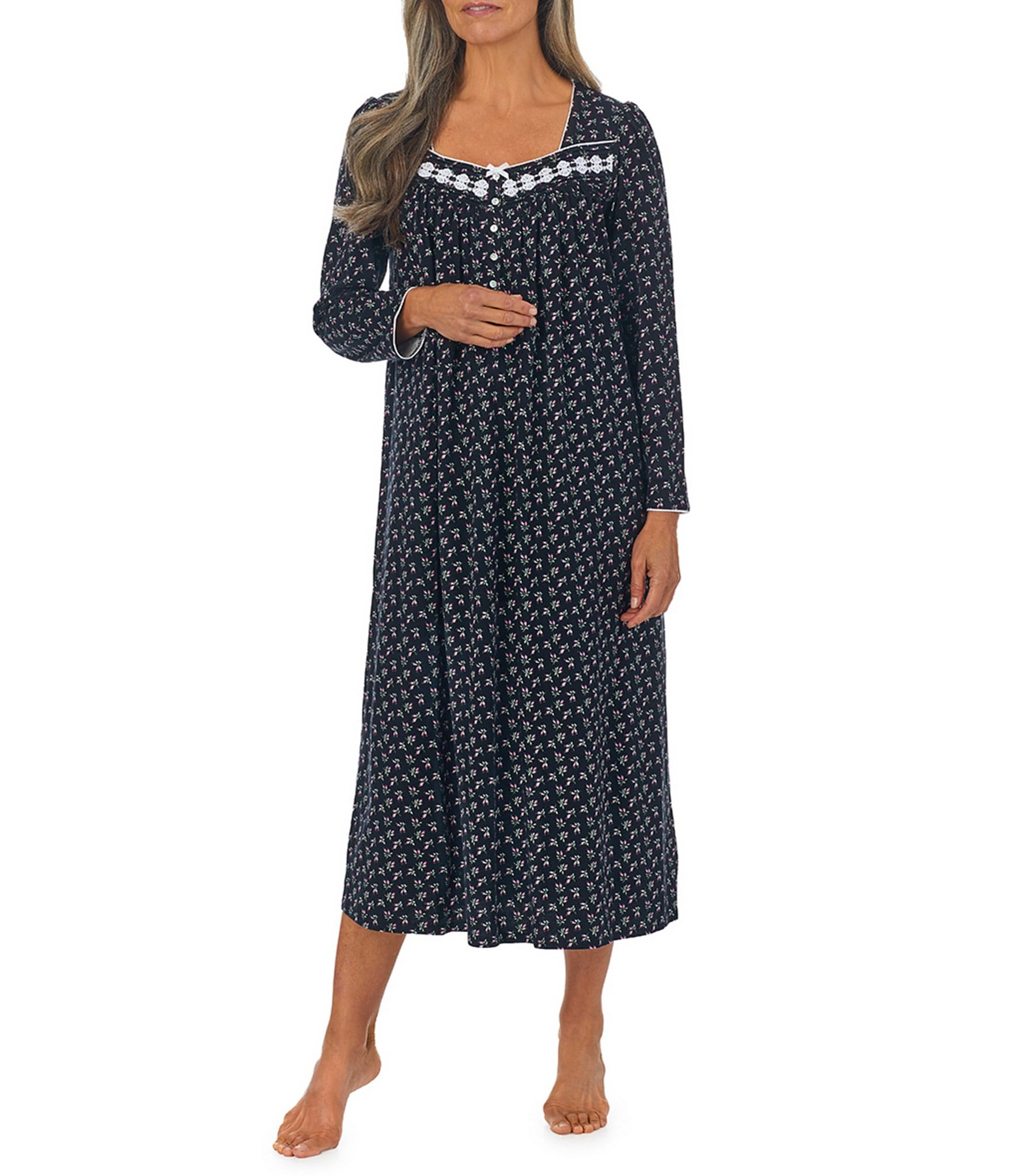 Eileen West Plus Size Floral Print Long Sleeve Nightgown Dillard's ...